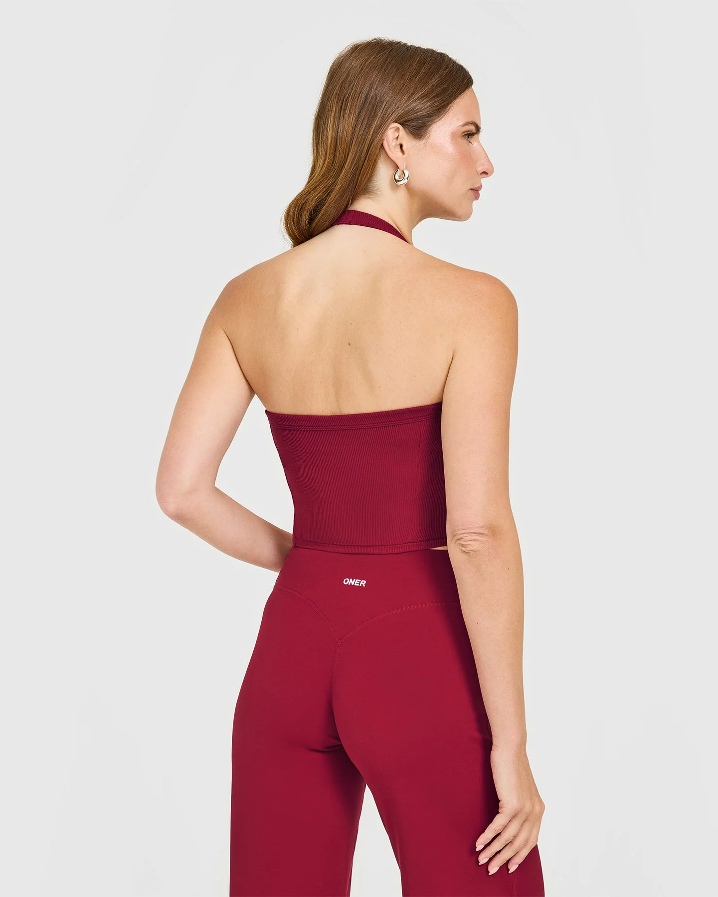 Mellow™ Rib Halter Neck Mid Vest with Built in Bra Shelf | Ruby Red - Image 4