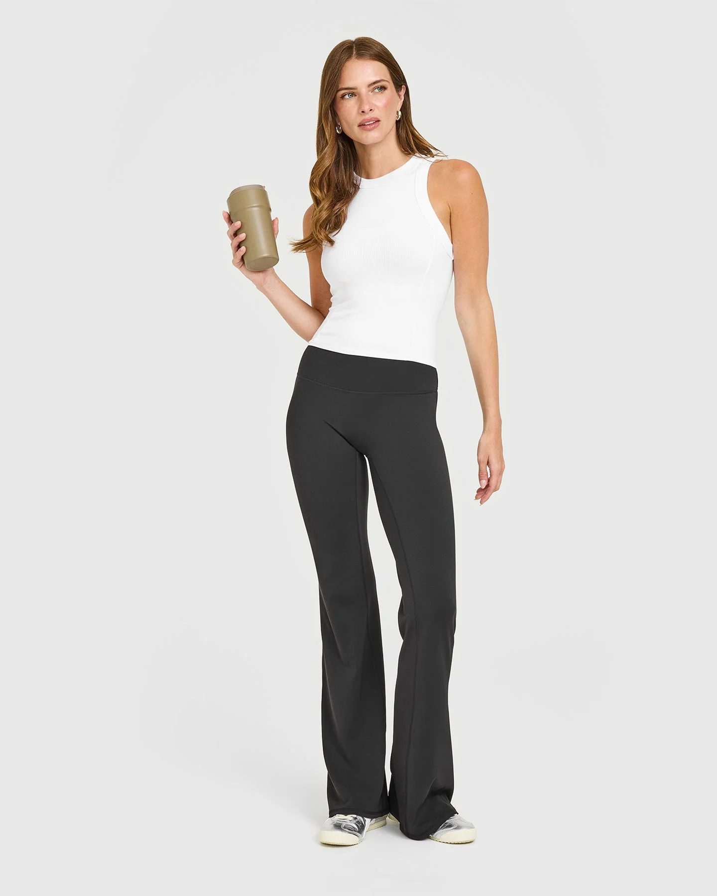 Mellow™ Rib High Neck Mid Tank Top | White - Image 3