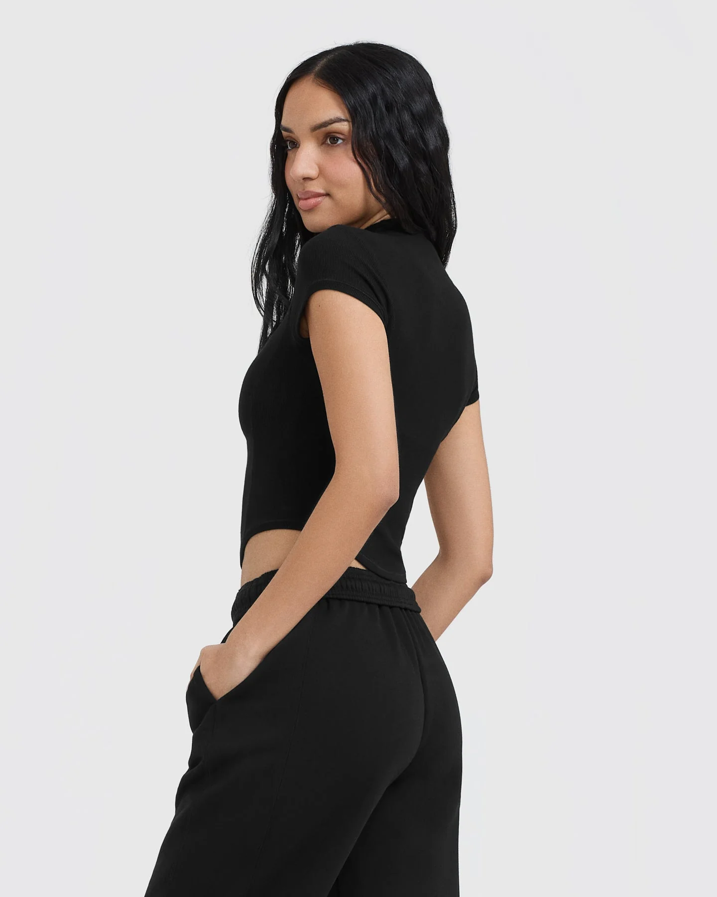 Mellow™ Rib Mid Mock Neck T-Shirt | Black - Image 2