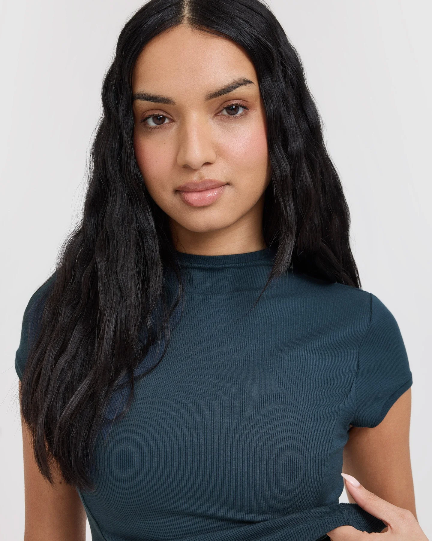 Mellow™ Rib Mid Mock Neck T-Shirt | Oil Blue - Image 4