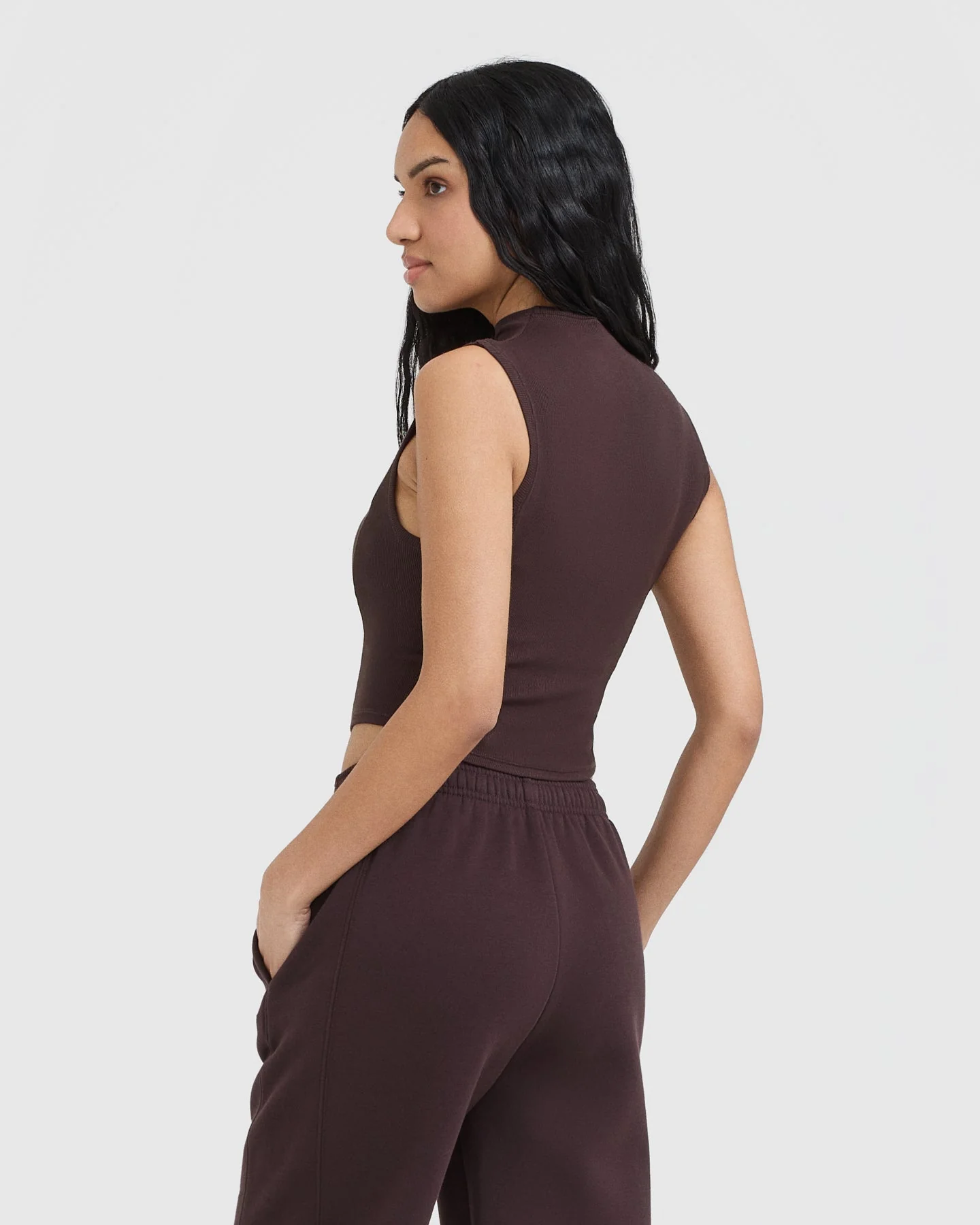 Mellow™ Rib Mid Mock Neck Tank | Plum Brown - Image 2