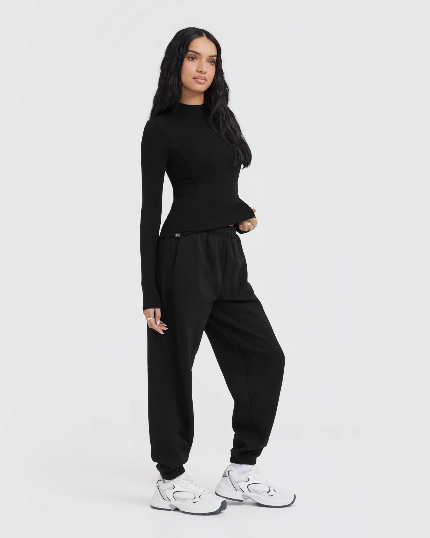 Mellow™ Rib Mock Neck Long Sleeve Top | Black - Image 3