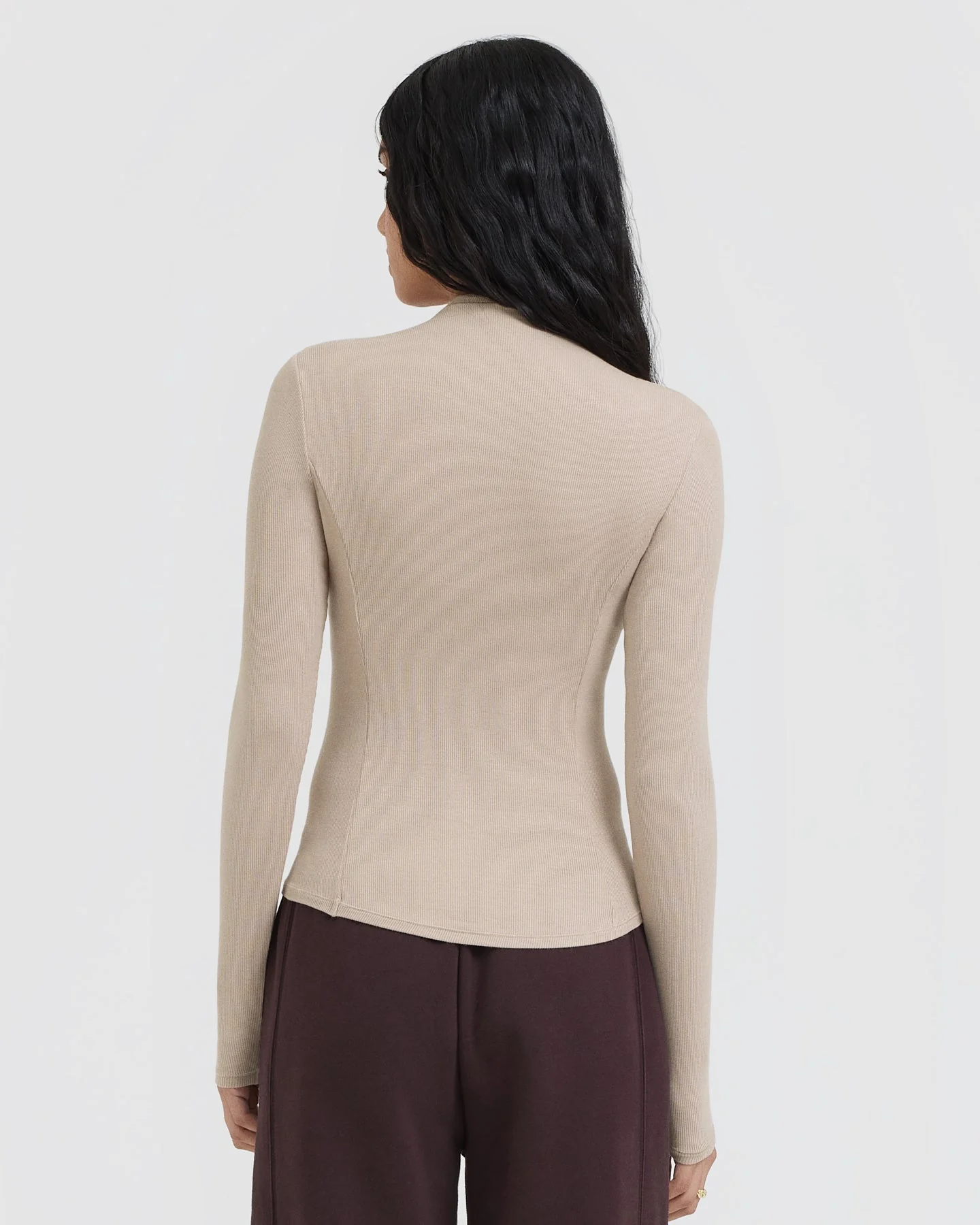 Mellow™ Rib Mock Neck Long Sleeve Top | Mushroom Brown - Image 2