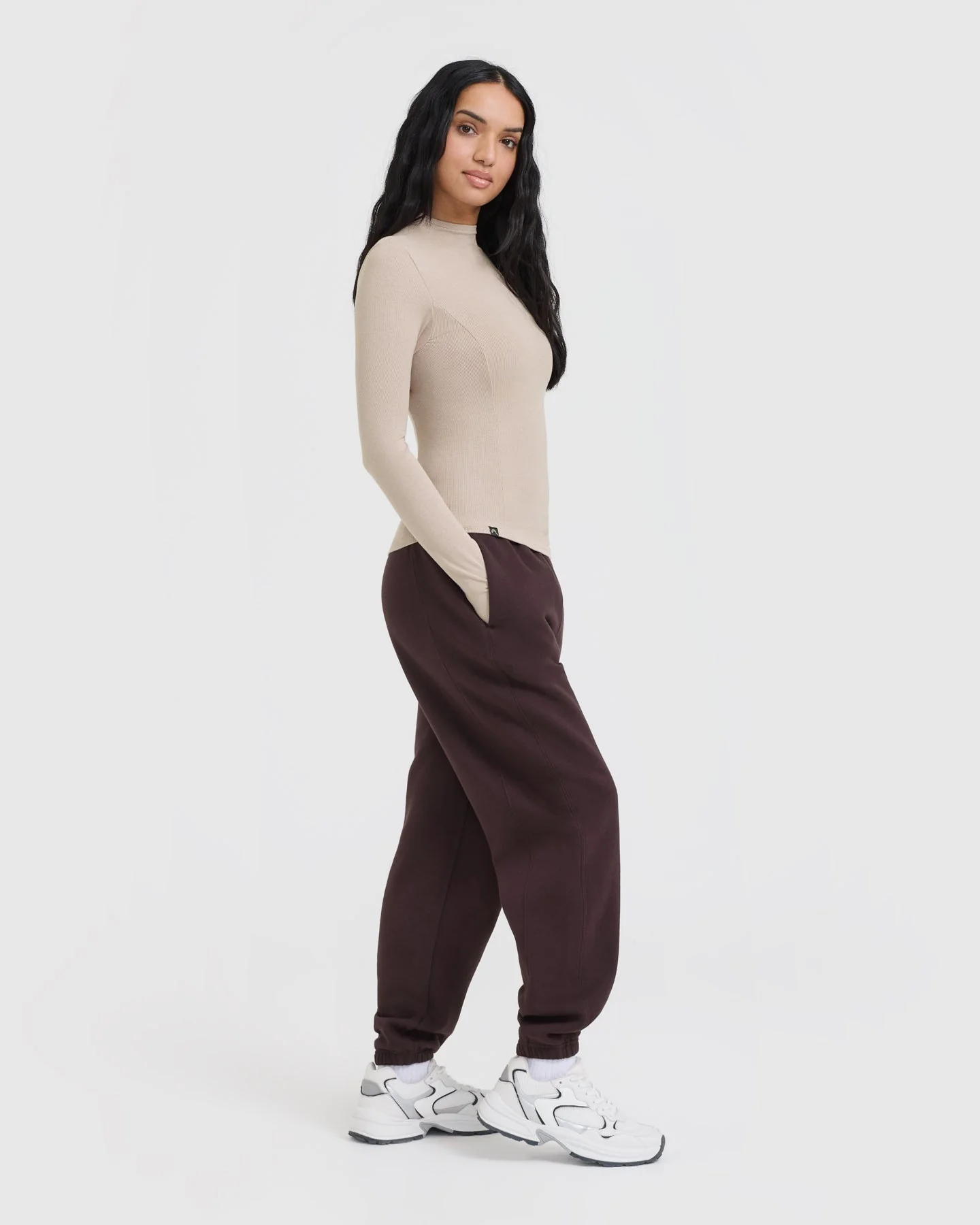 Mellow™ Rib Mock Neck Long Sleeve Top | Mushroom Brown - Image 3
