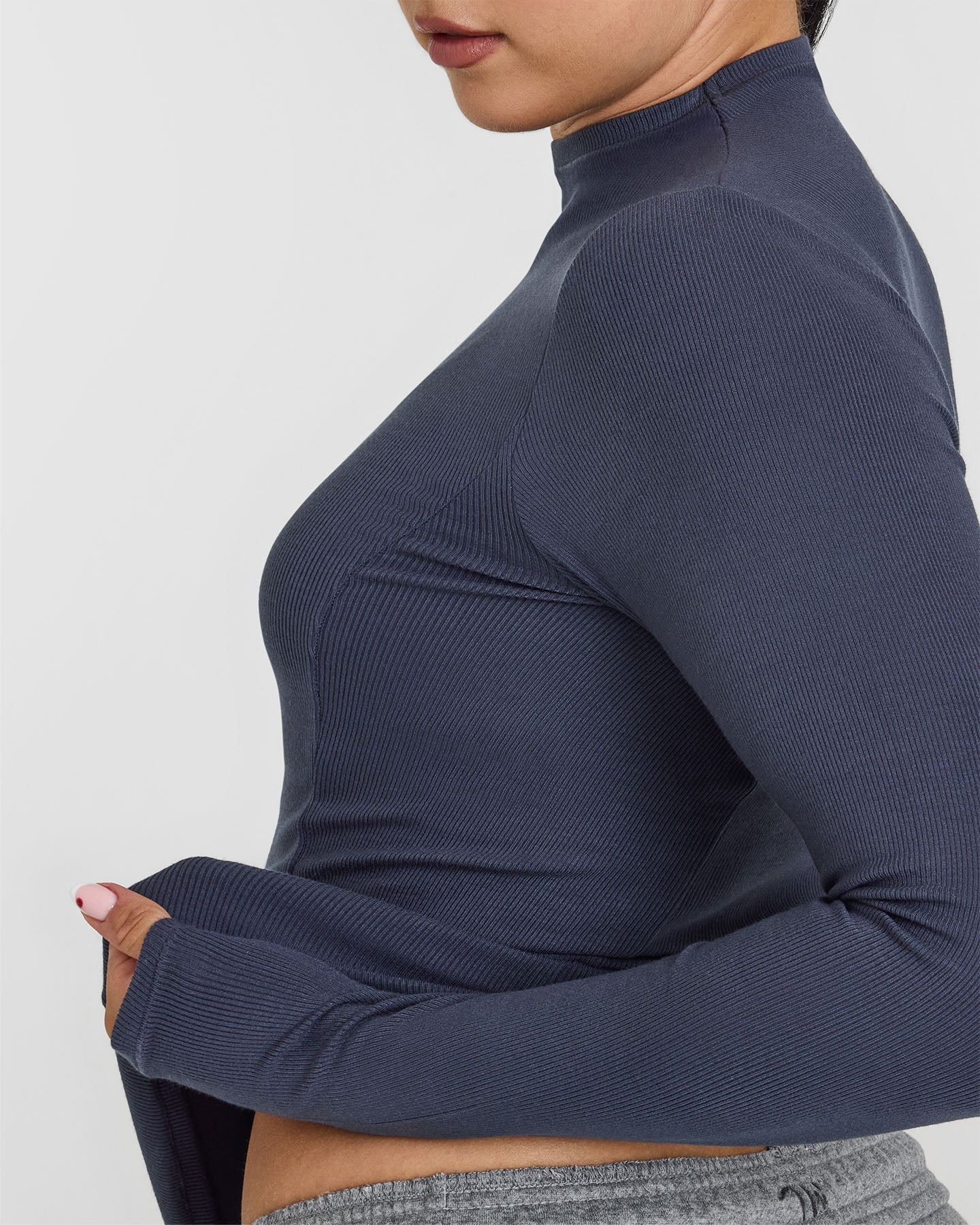 Mellow™ Rib Mock Neck Long Sleeve Top | True Blue - Image 5