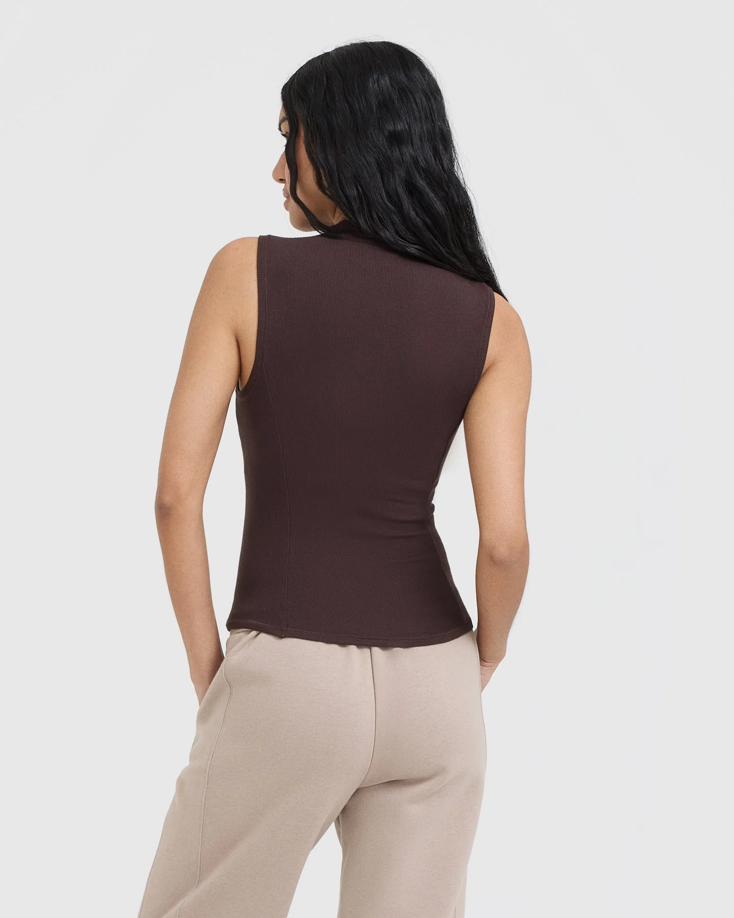 Mellow™ Rib Mock Neck Tank | Plum Brown - Image 2