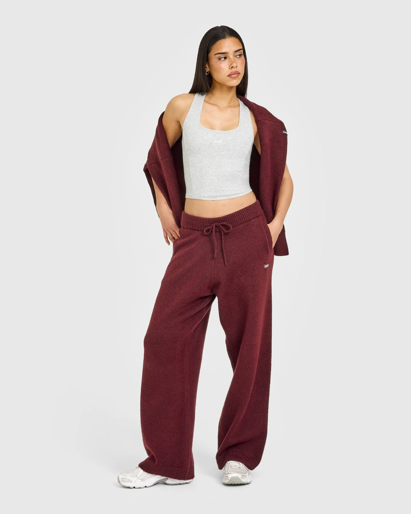 Mellow™ Rib Oner Embroidered Square Neck Mid Vest with Built in Bra Shelf | Light Grey Marl - Image 3
