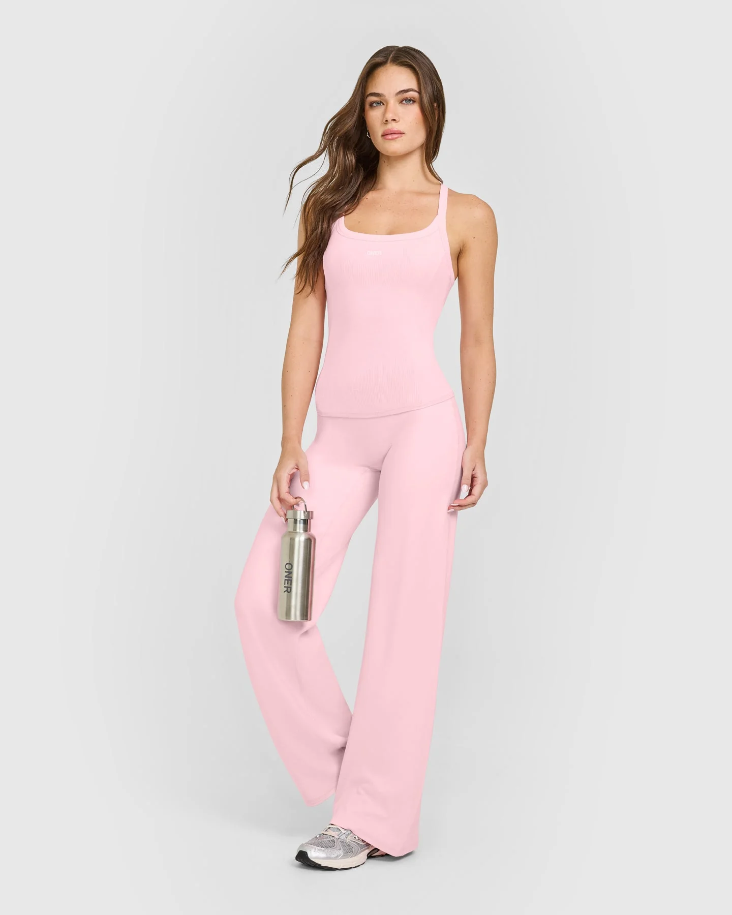 Mellow™ Rib Racer Back Vest with Built in Bra Shelf | Petal Pink - Image 3
