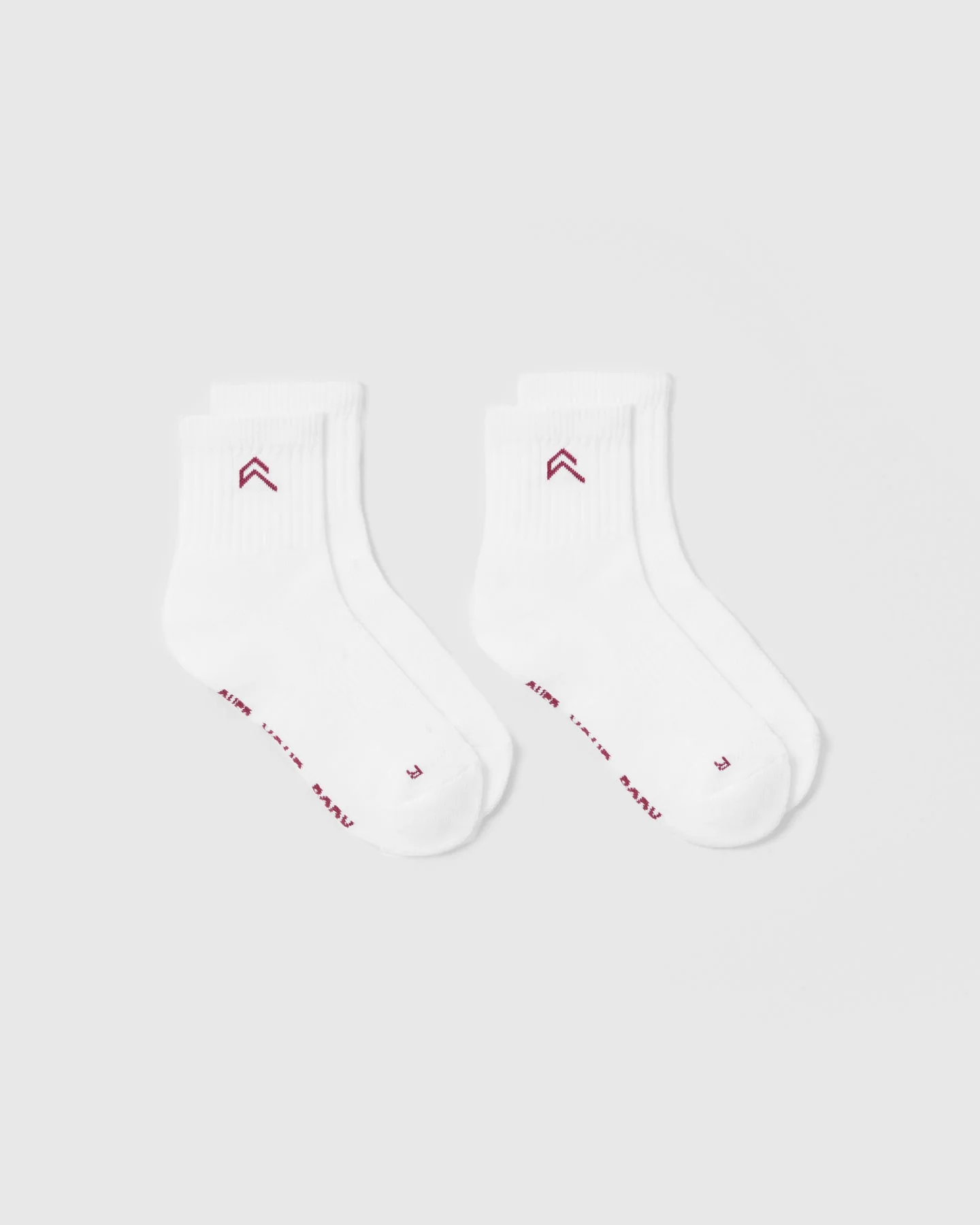 Mid Crew Socks 2 Pack | White/Burnt Cherry