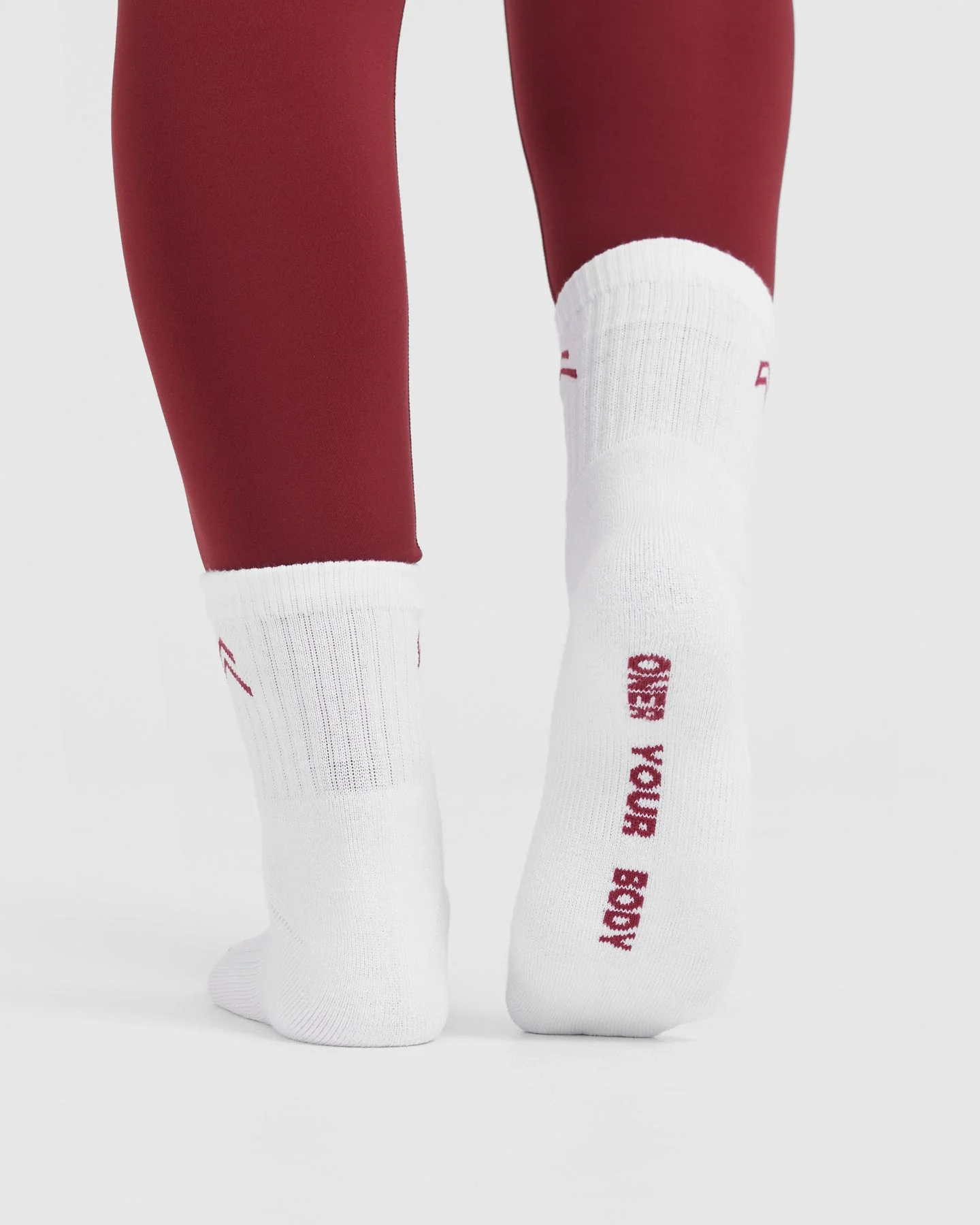 Mid Crew Socks 2 Pack | White/Burnt Cherry - Image 3