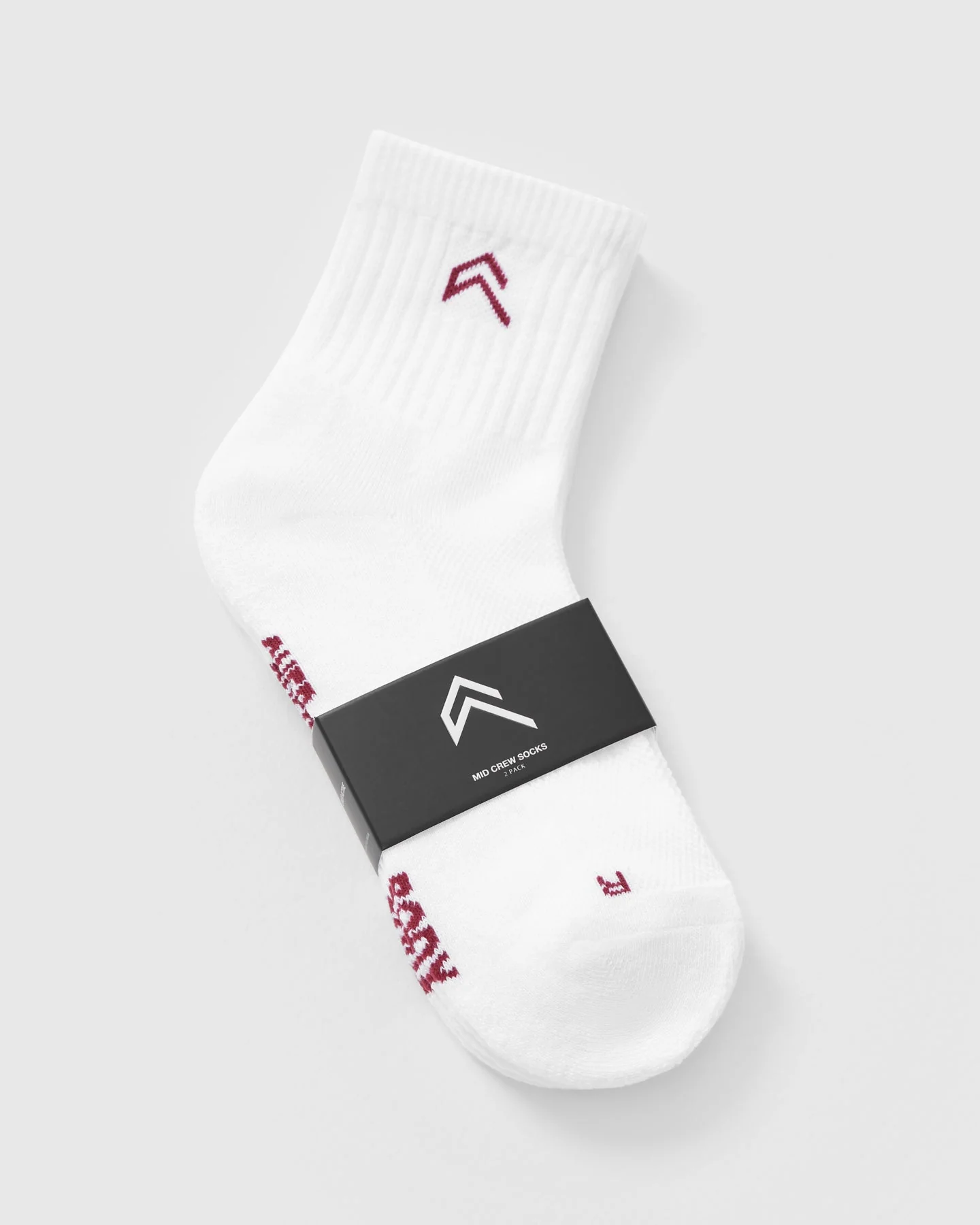 Mid Crew Socks 2 Pack | White/Burnt Cherry - Image 5
