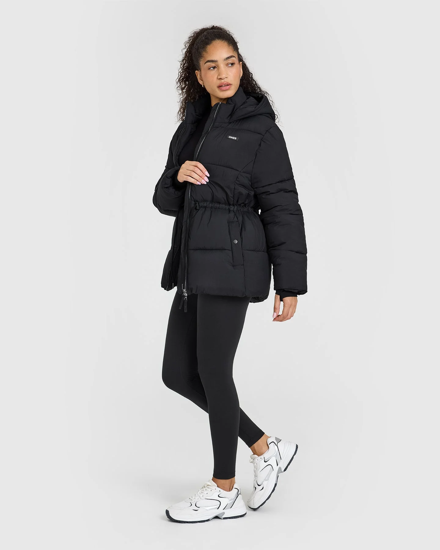 Mid Length Puffer Jacket | Black - Image 3