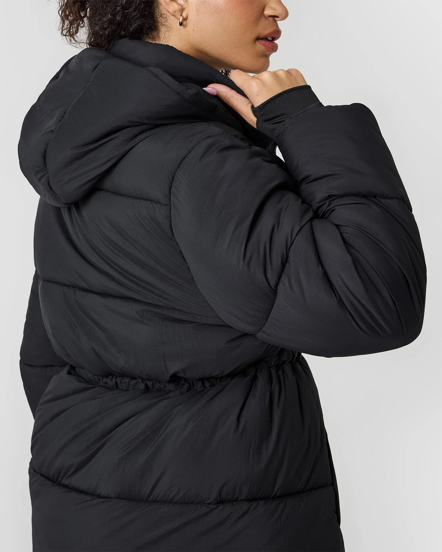Mid Length Puffer Jacket | Black - Image 5