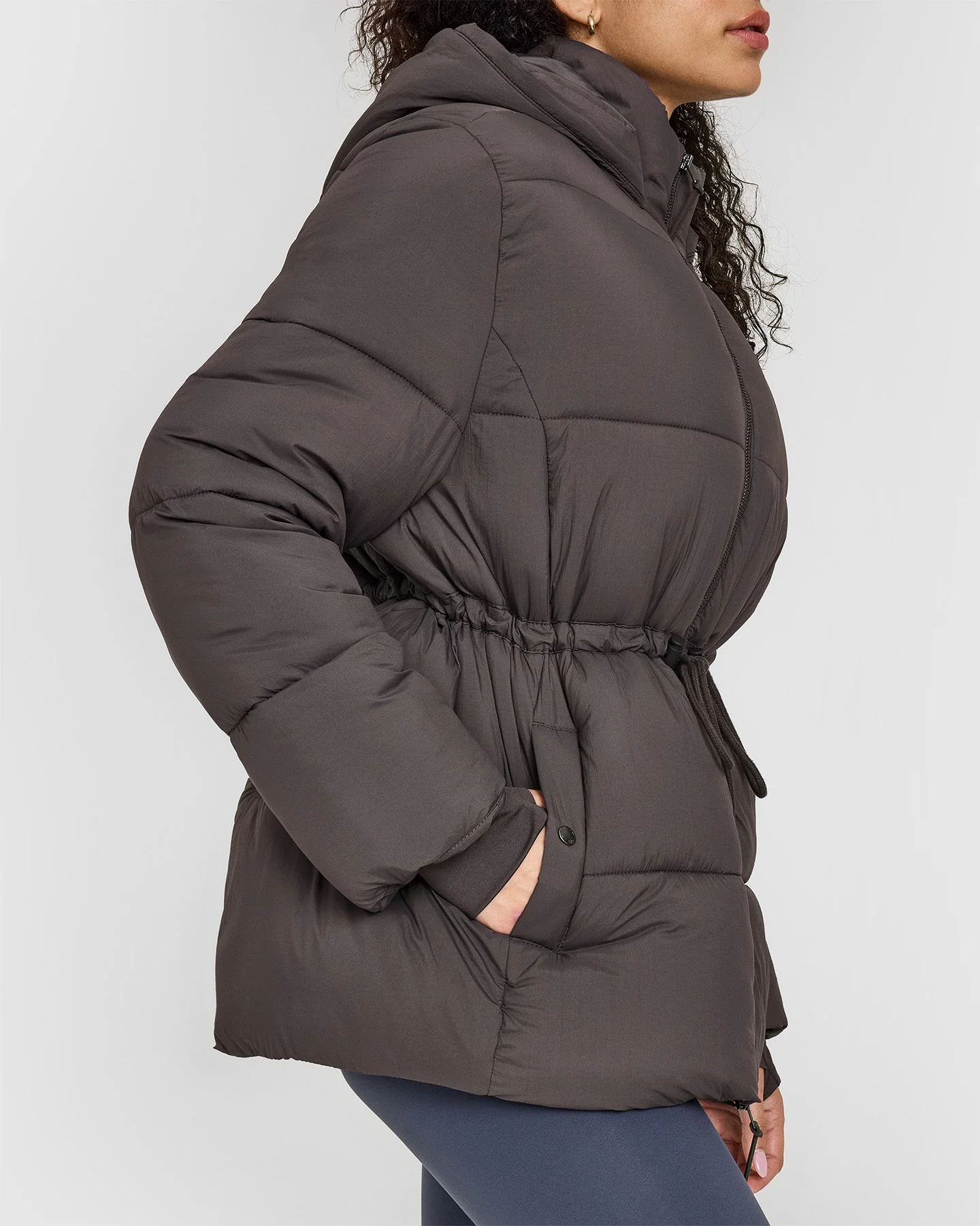 Mid Length Puffer Jacket | Truffle Brown - Image 6
