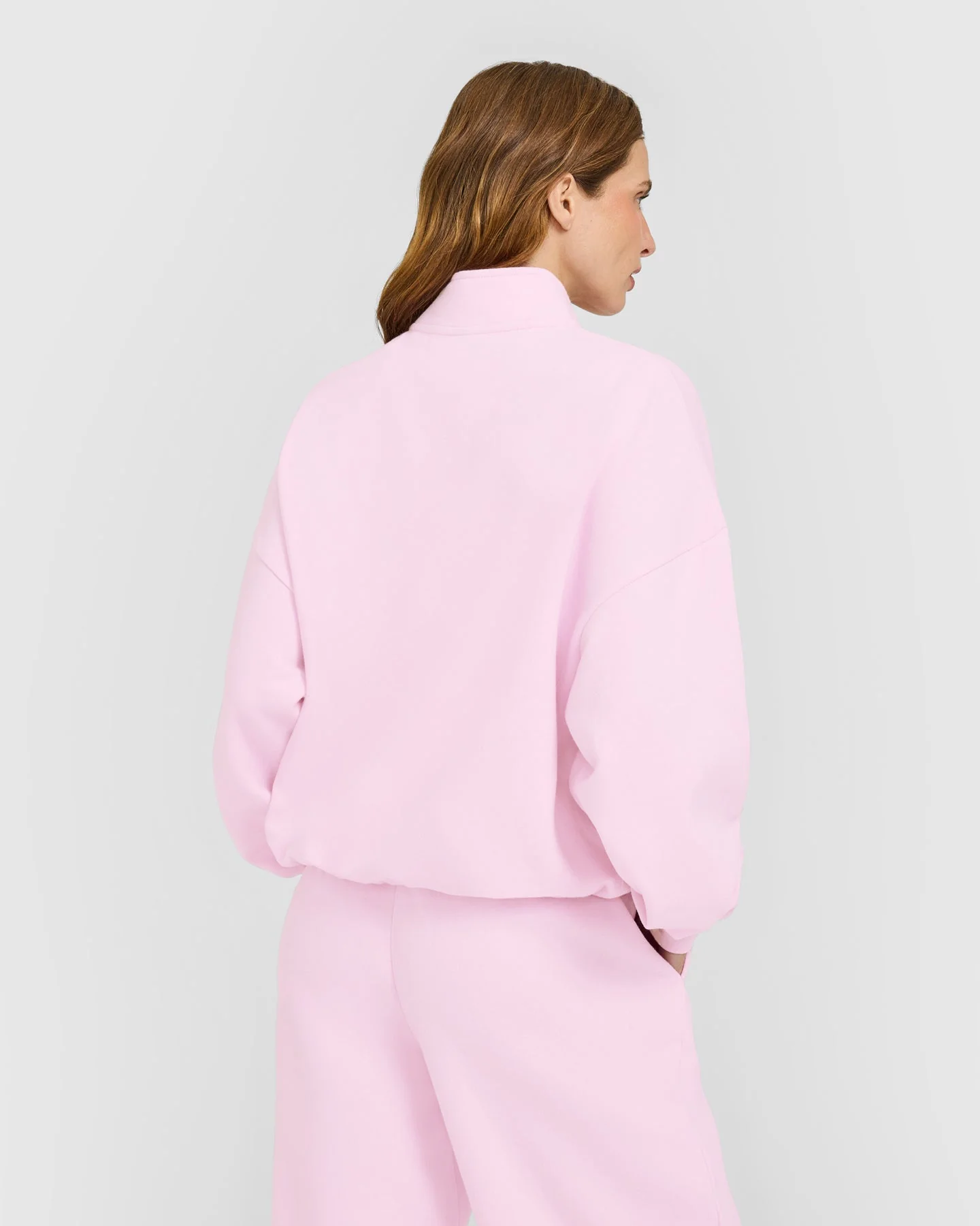 Mid Weight 1/4 Zip Sweatshirt | Chalk Pink - Image 6