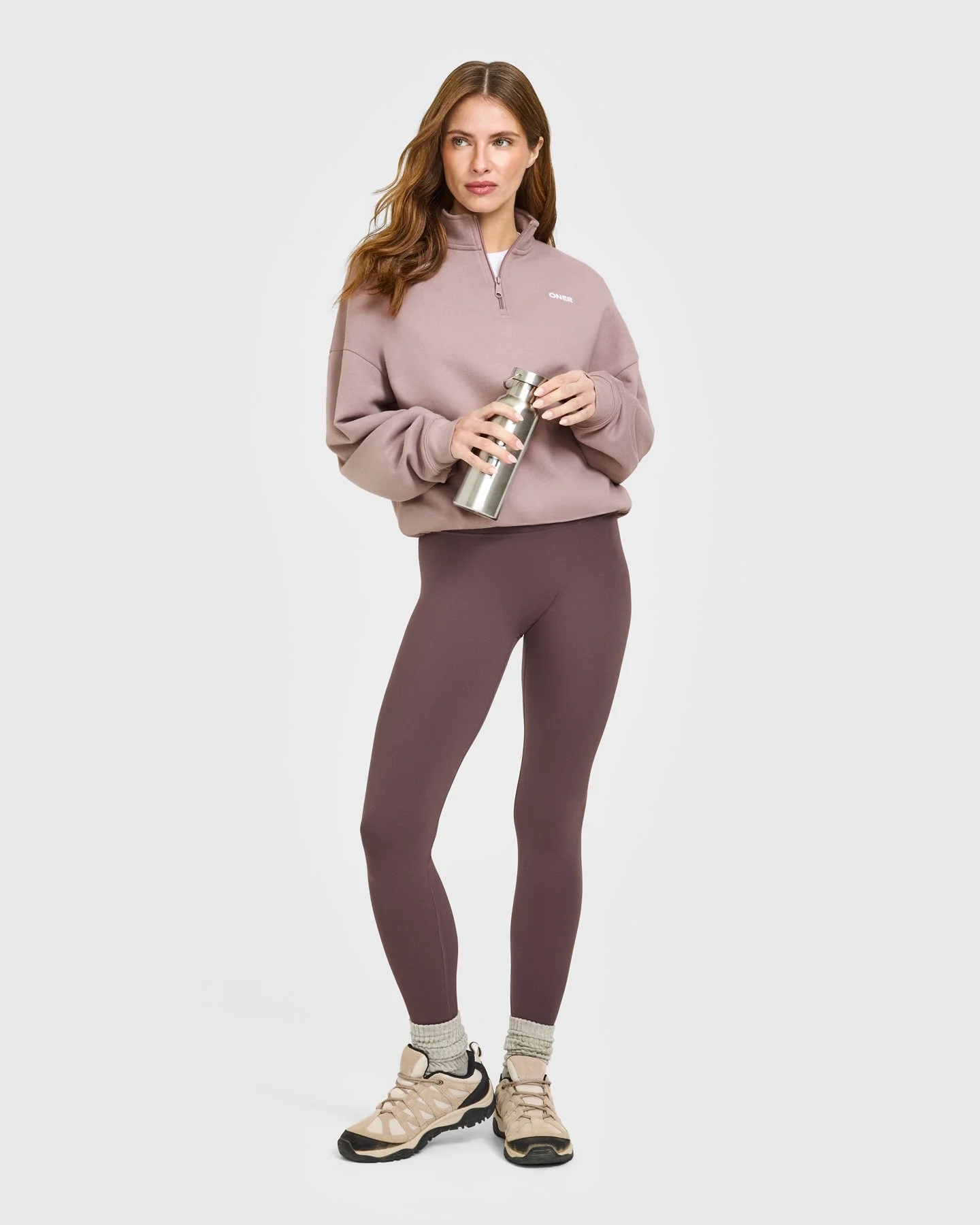 Mid Weight 1/4 Zip Sweatshirt | Dusty Purple - Image 3