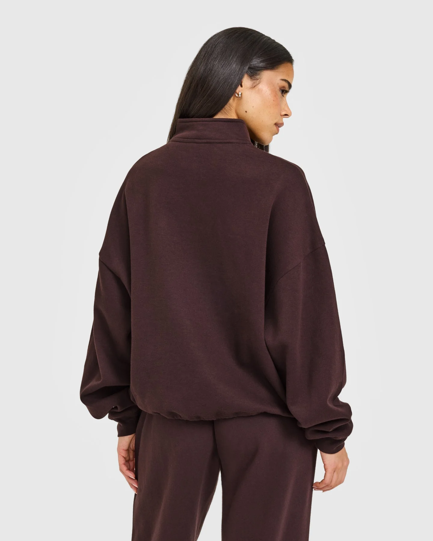 Mid Weight 1/4 Zip Sweatshirt | Plum Brown - Image 5