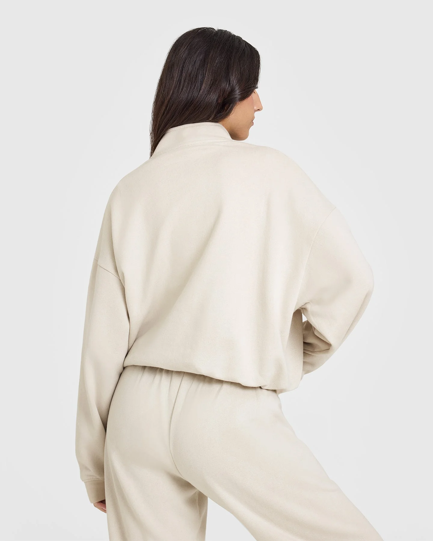 Mid Weight 1/4 Zip Sweatshirt | Sand - Image 2