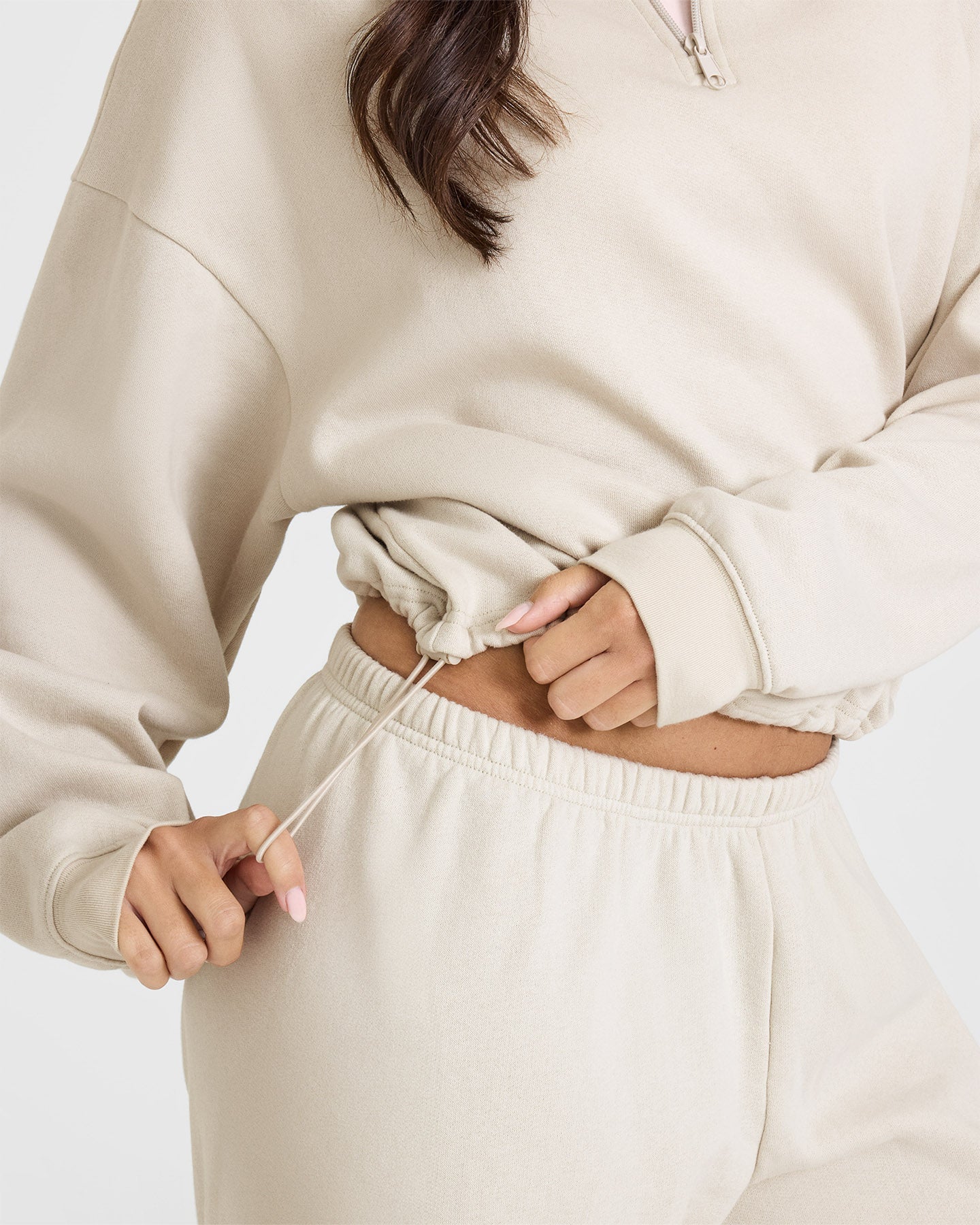 Mid Weight 1/4 Zip Sweatshirt | Sand - Image 5