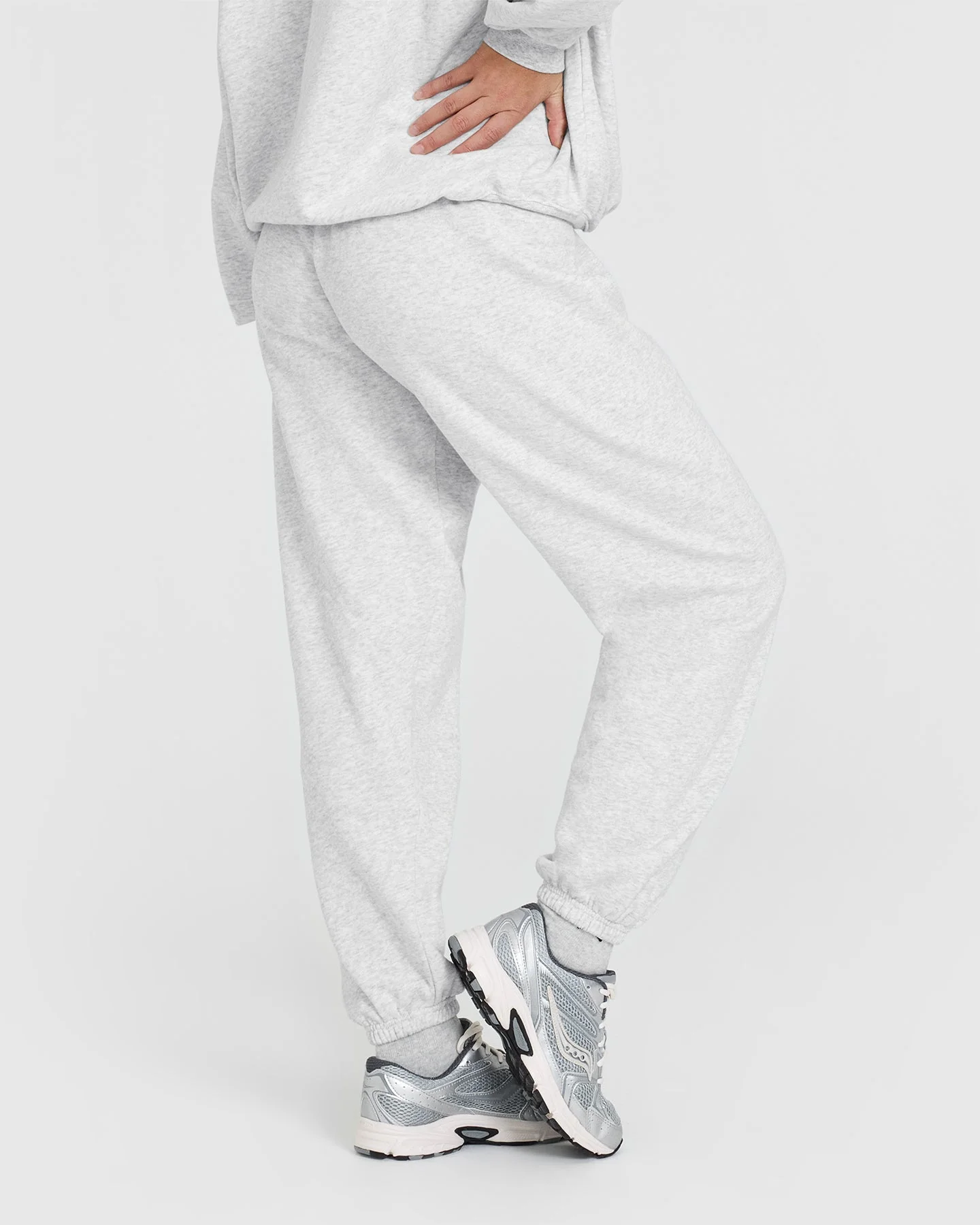 Mid Weight Joggers | Light Grey Marl - Image 2