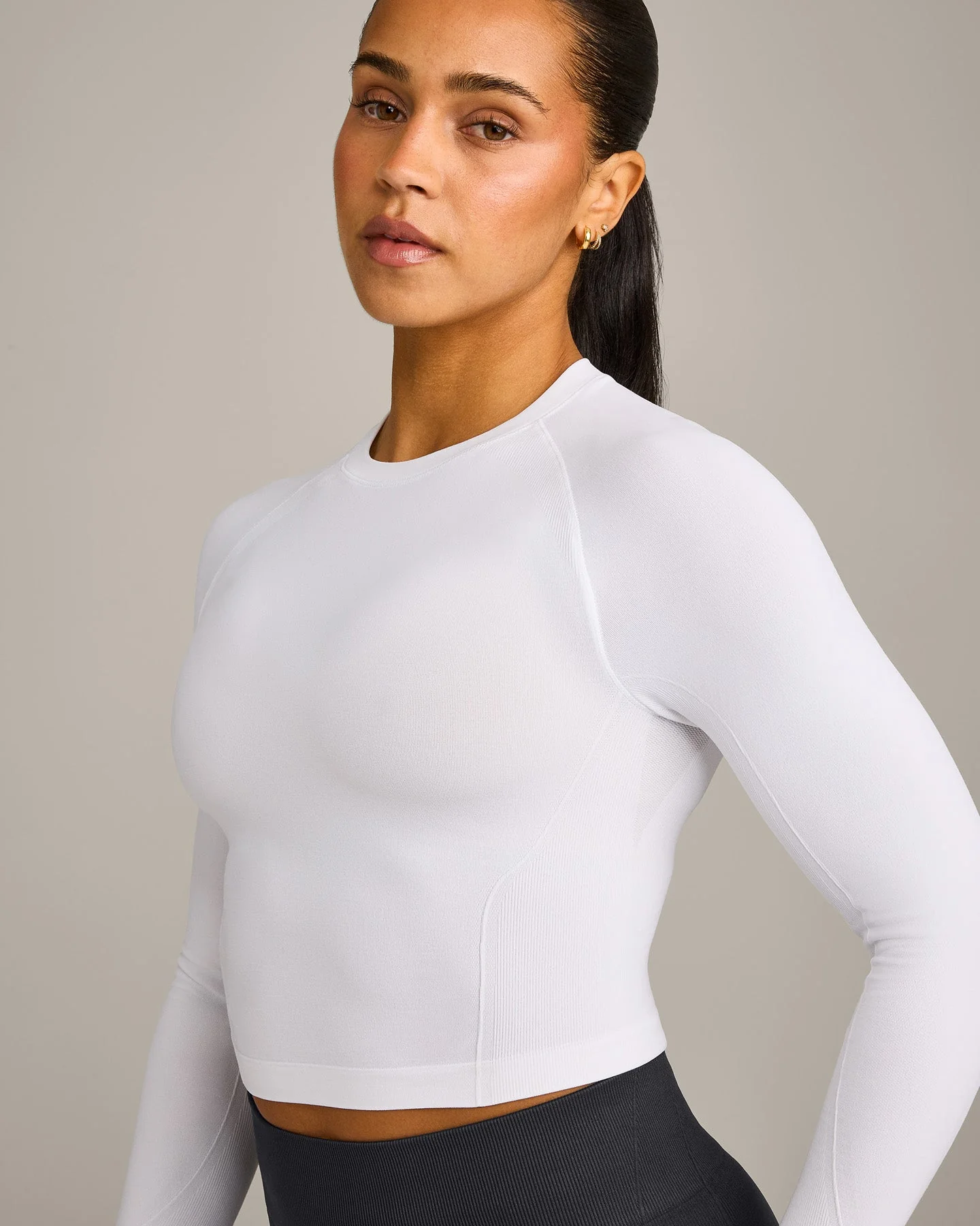 Oner Seamless Fitted Long Sleeve Mid Top | White - Image 5