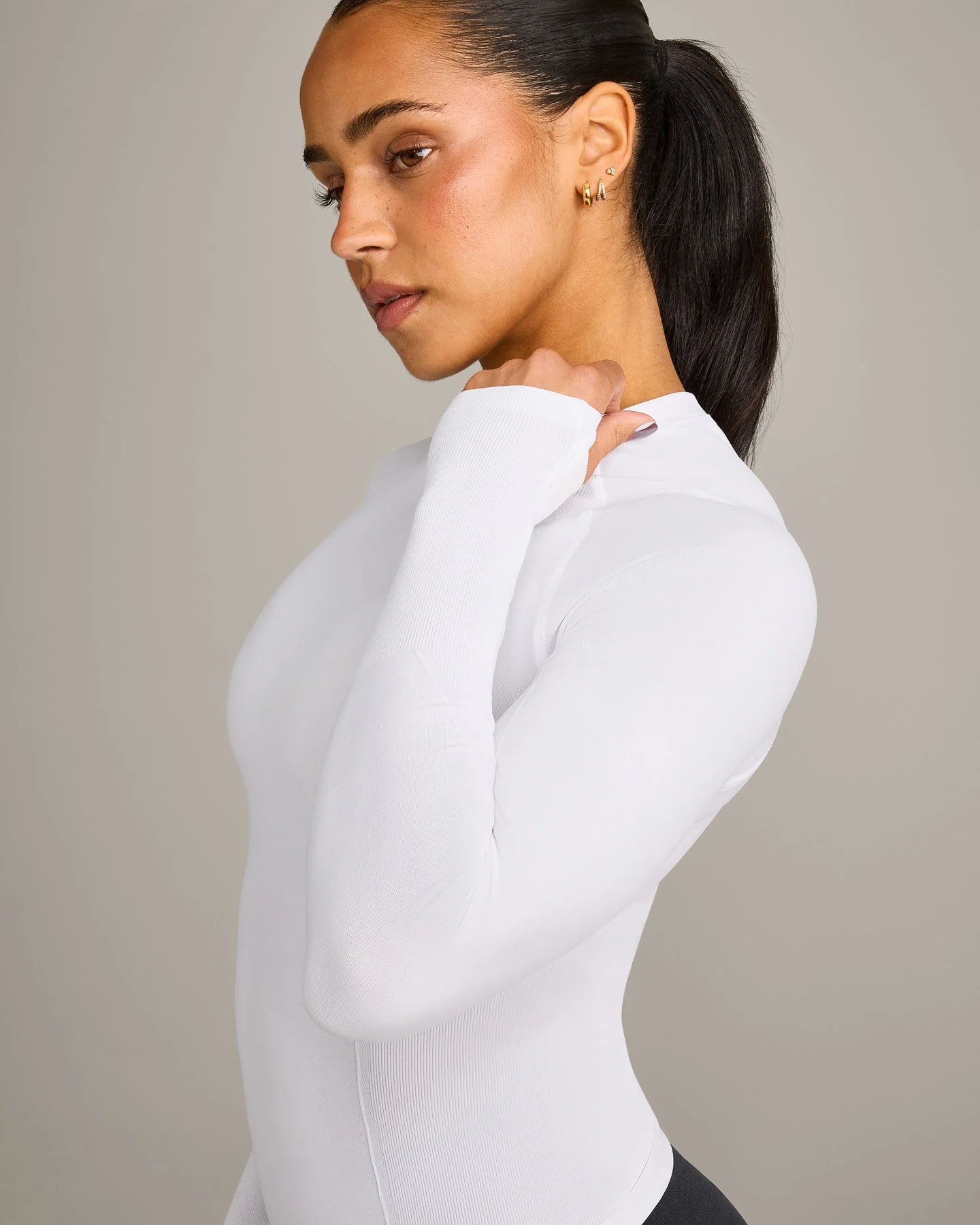 Oner Seamless Fitted Long Sleeve Regular Top | White - Image 4
