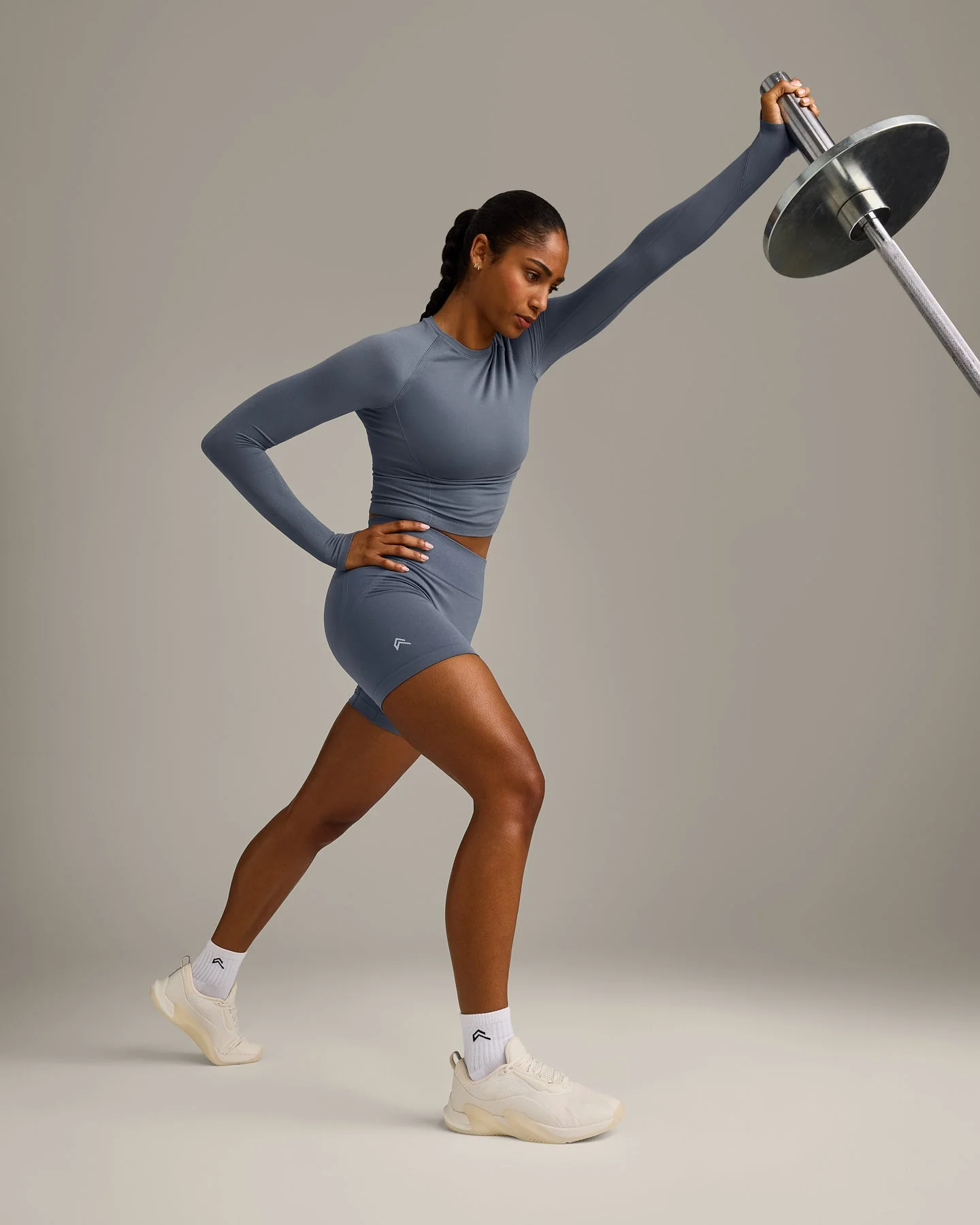 Oner Seamless Fitted Long Sleeve Top | Dark Granite Blue - Image 3