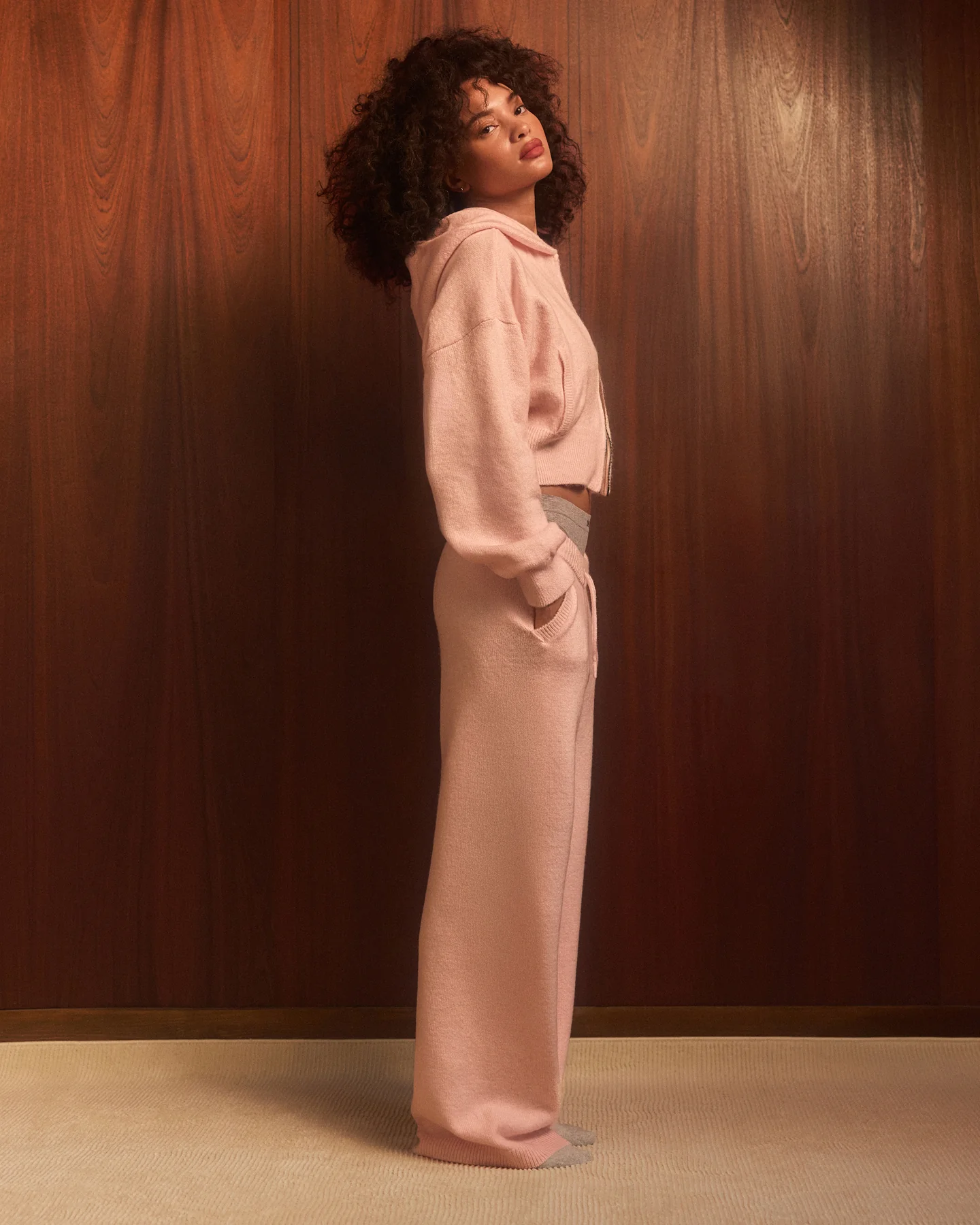 Oversized Knit Straight Leg Bottoms | Soft Girl Pink - Image 2