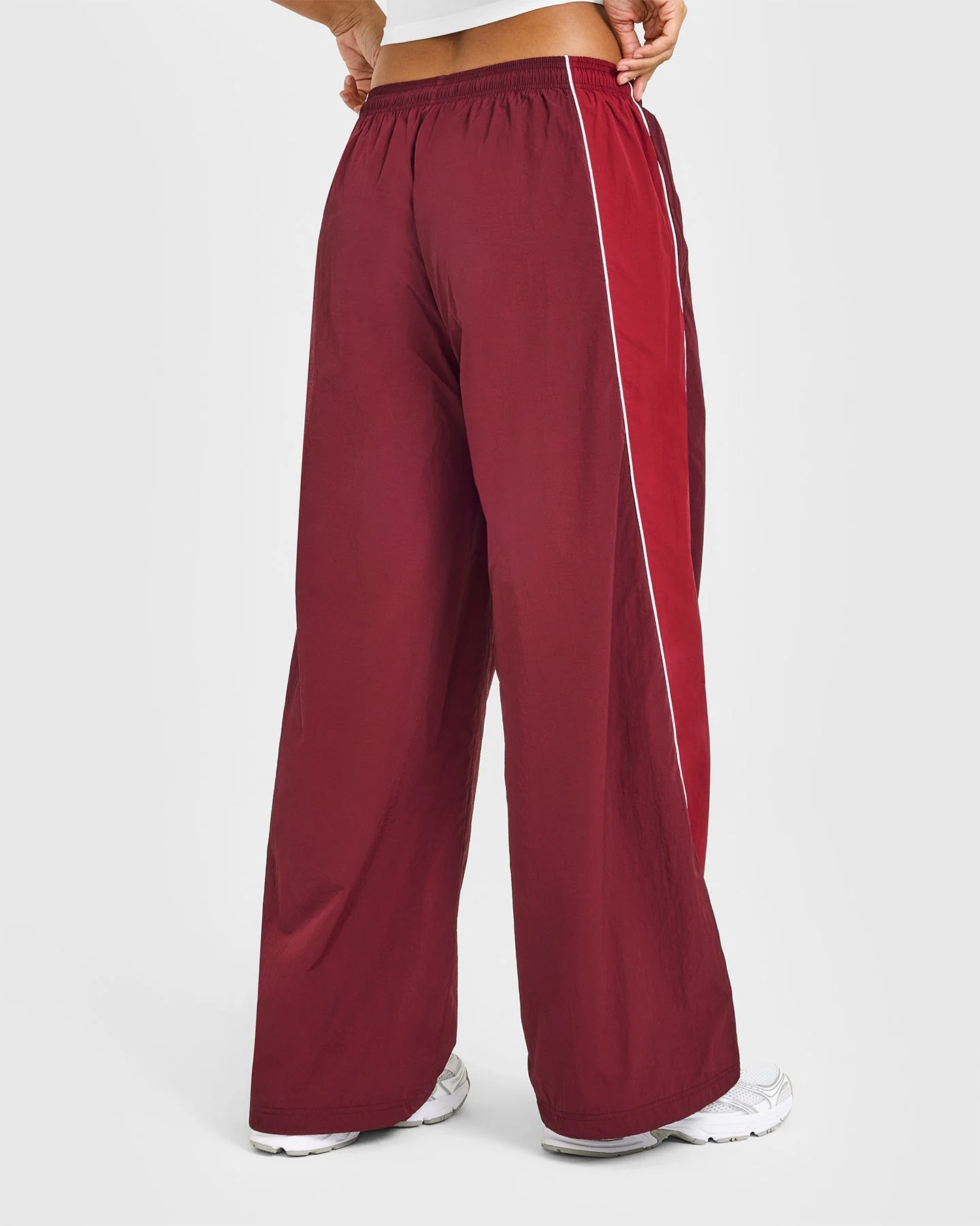 Oversized Piped Woven Straight Leg Track Bottoms | Rosewood - Image 3