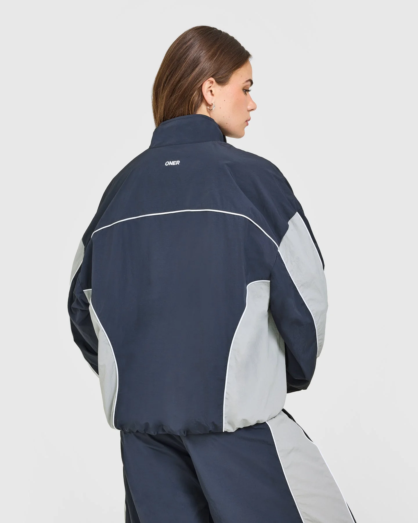 Oversized Piped Woven Track Jacket | True Blue - Image 6
