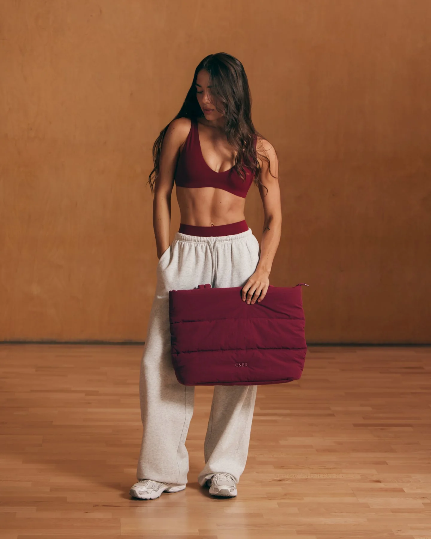 Quilted Tote Bag | Deep Cherry - Image 3