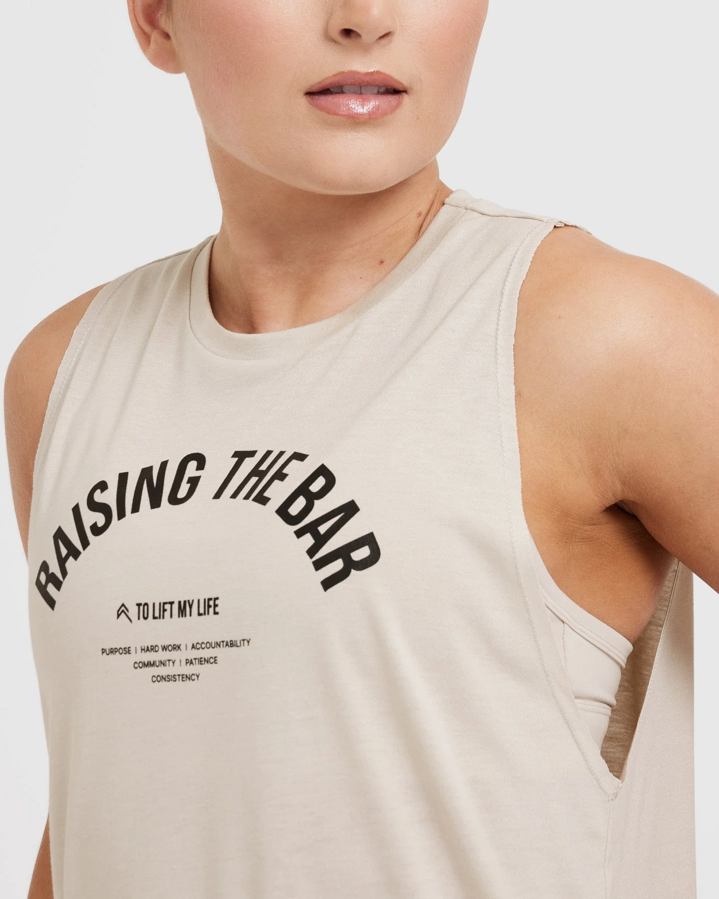 Raising The Bar Graphic Unisex Muscle Vest | Sand - Image 4