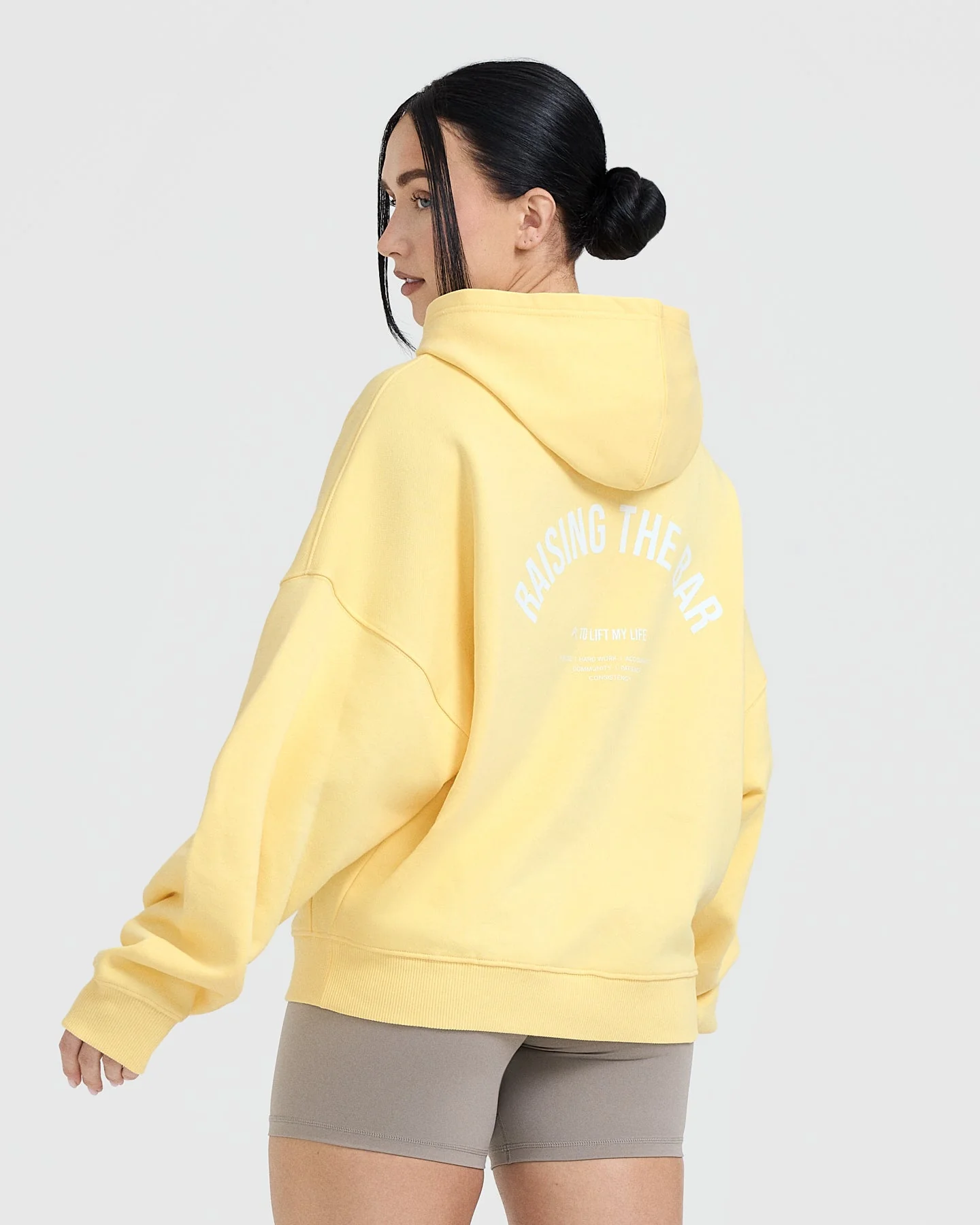 Raising the Bar Graphic Unisex Oversized Hoodie | Sherbert Yellow - Image 2