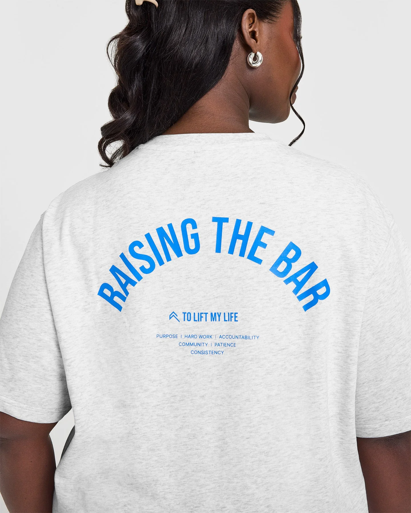 Raising The Bar Oversized Washed T-Shirt | Light Grey Marl - Image 4