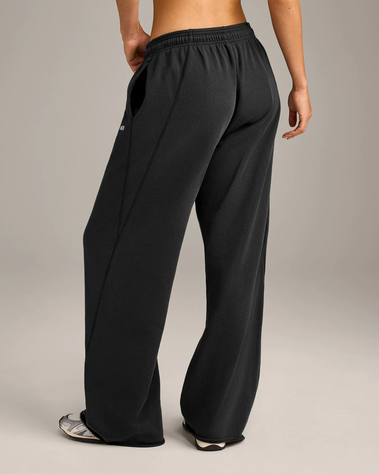 Raw Cut Lounge Wide Leg Joggers | Washed Black - Image 2