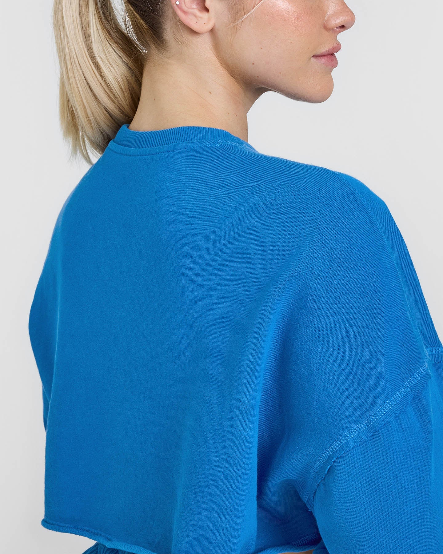 Raw Lounge Crop Sweatshirt with Graphic | Retro Blue - Image 5
