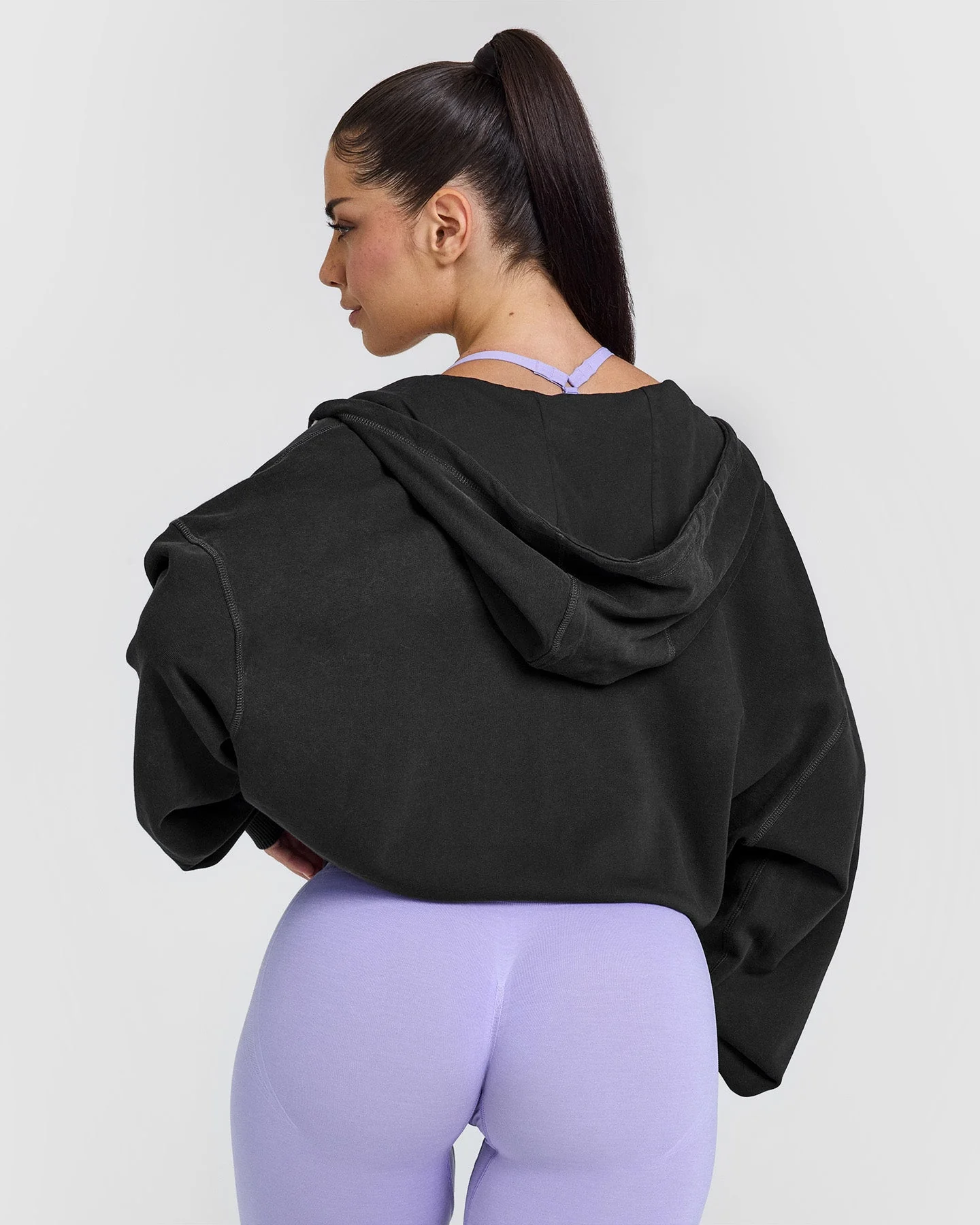 Raw Lounge Oversized Zip Through Hoodie with Graphic | Washed Black - Image 2