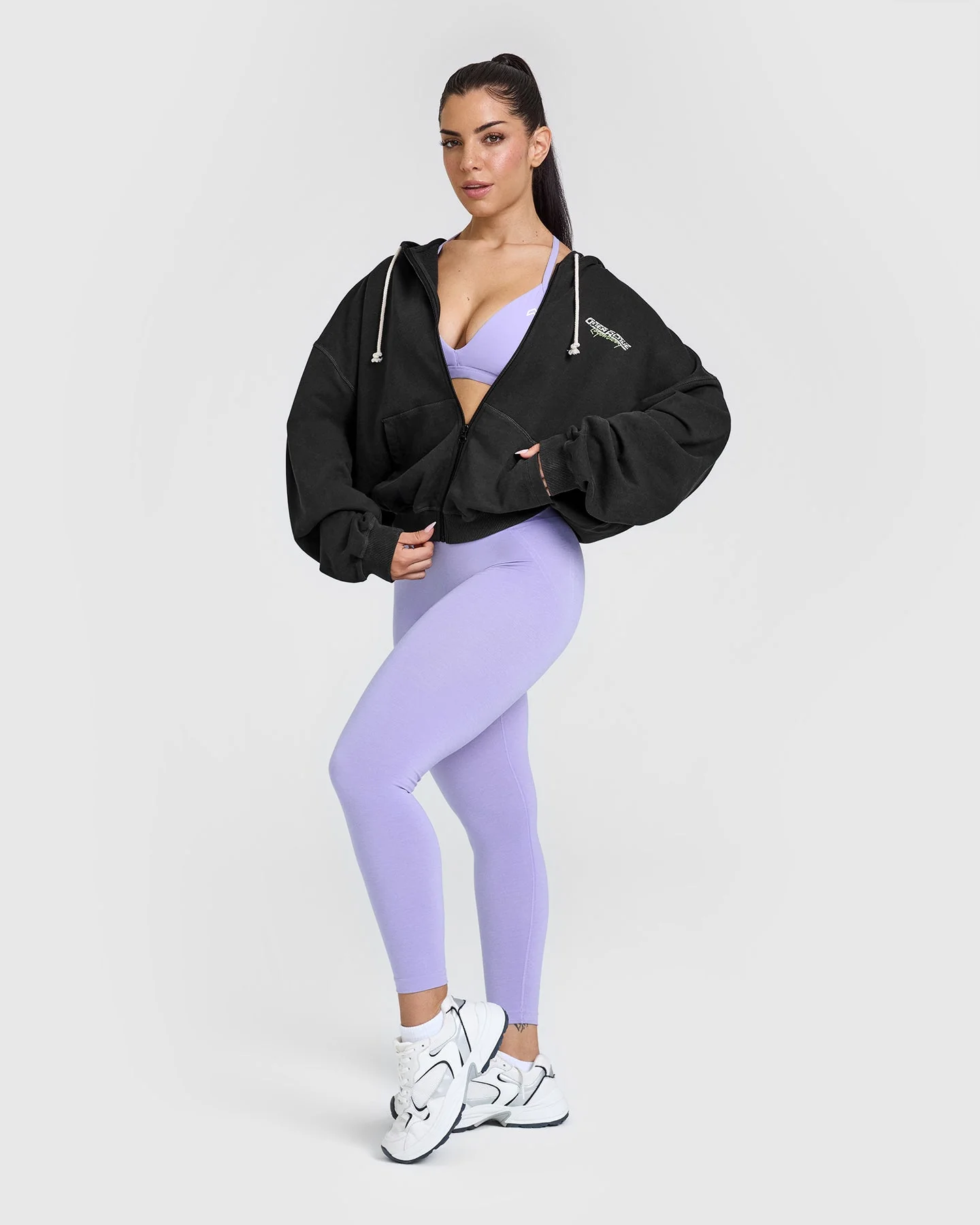 Raw Lounge Oversized Zip Through Hoodie with Graphic | Washed Black - Image 3