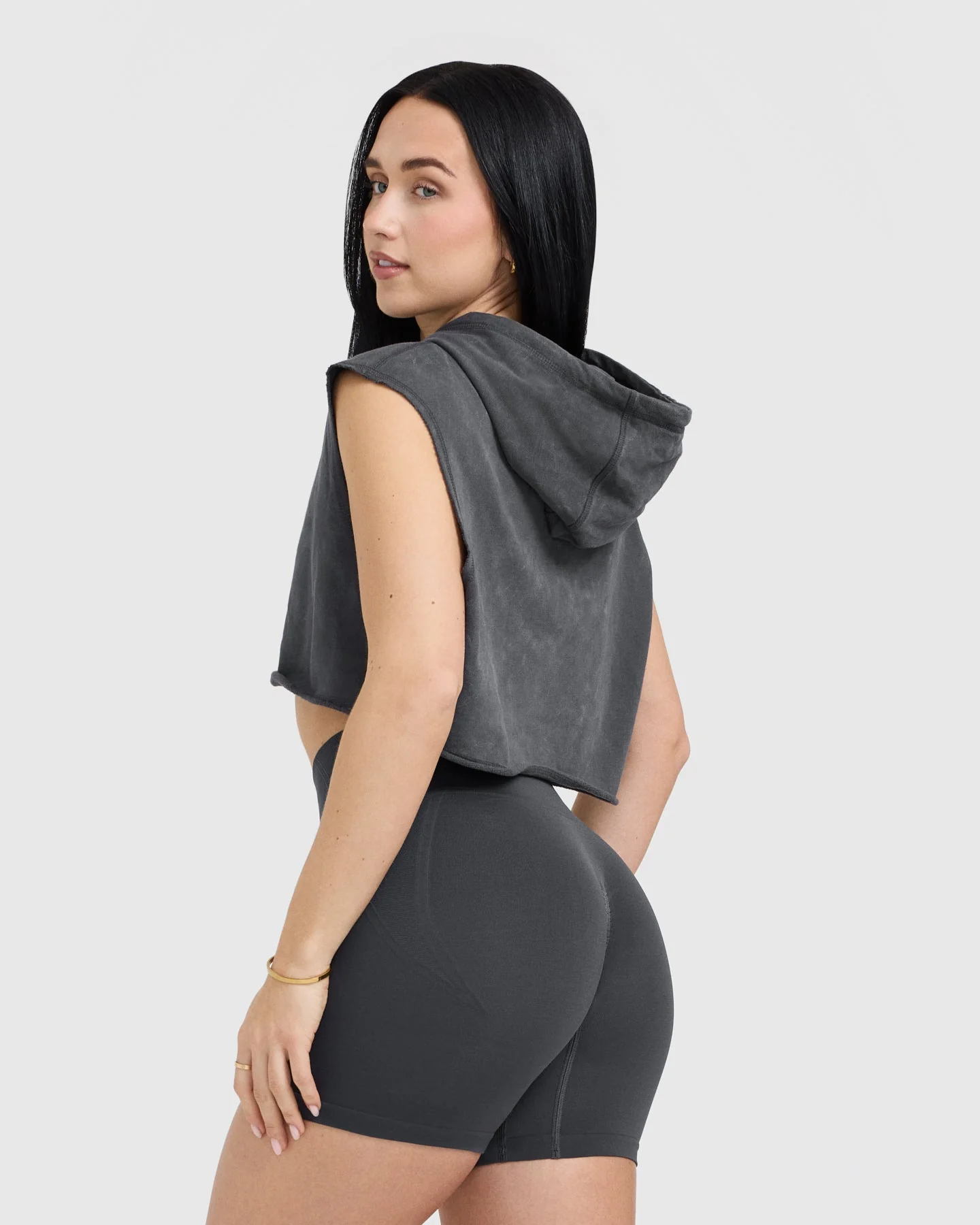 Raw Lounge Sleeveless Crop Hoodie | Coal - Image 2