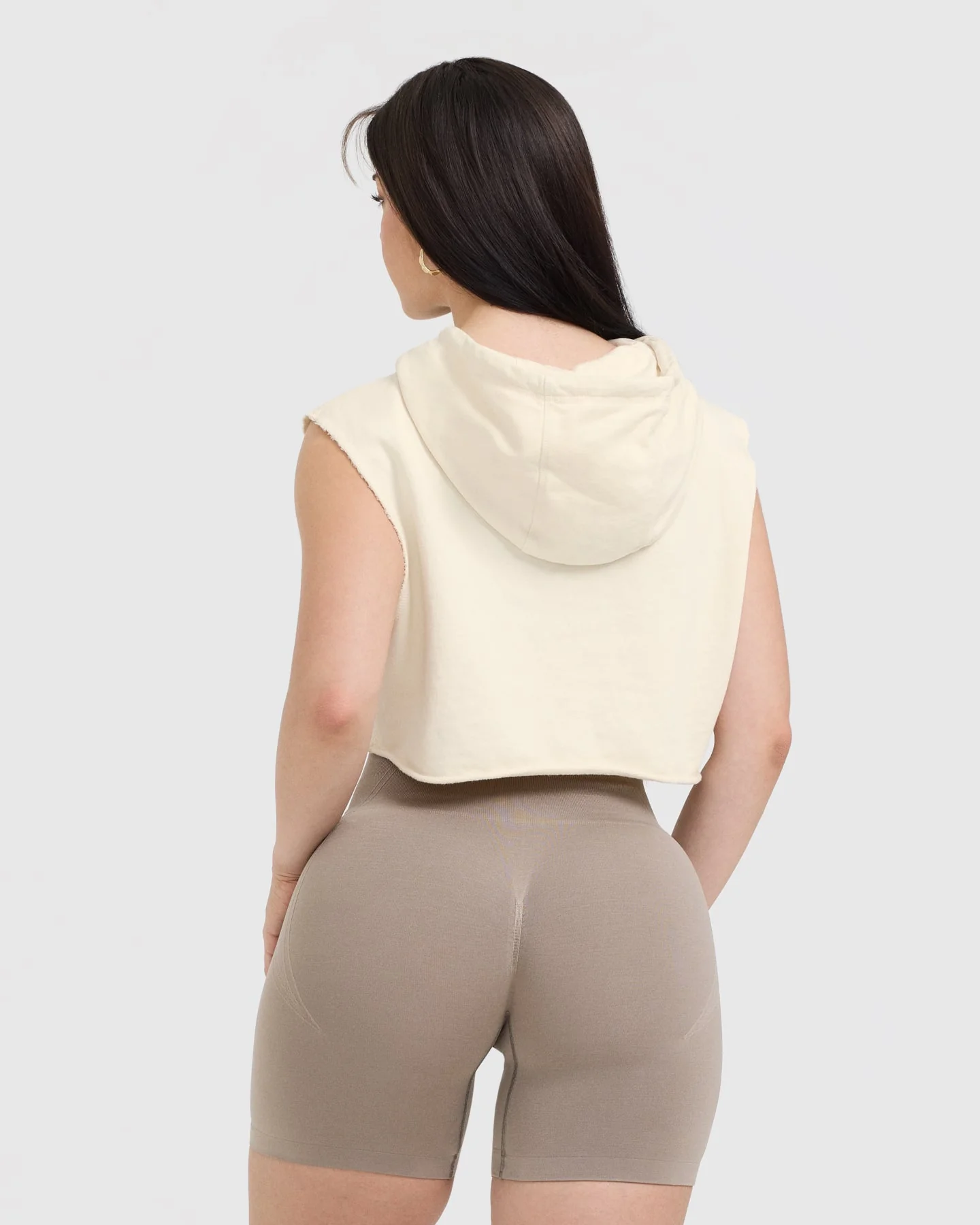 Raw Lounge Sleeveless Crop Hoodie | Off White - Image 2