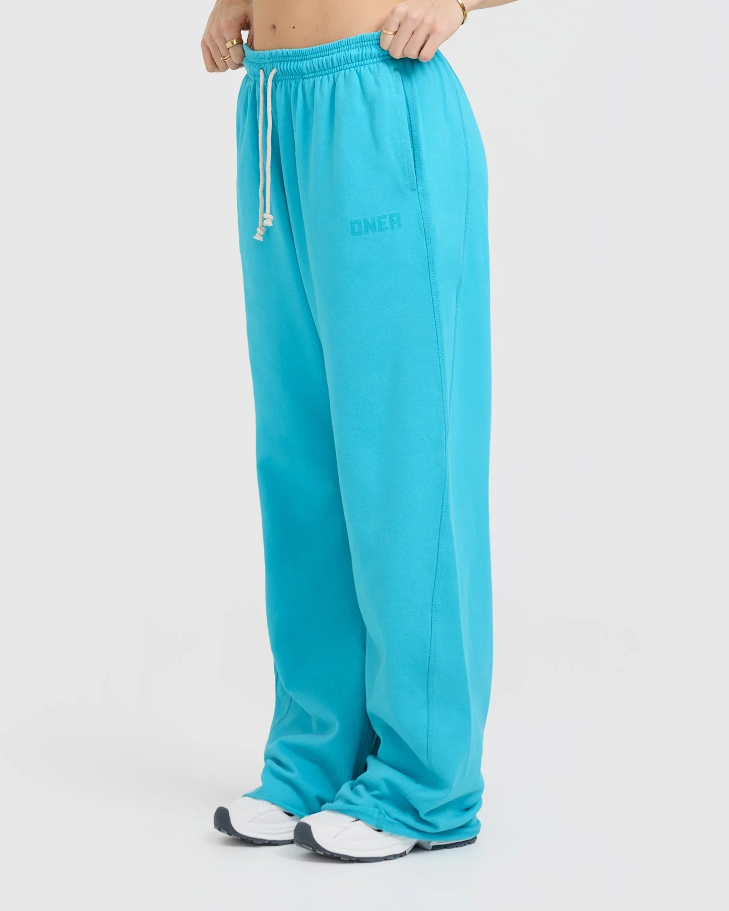 Raw Lounge Wide Leg Joggers | Aqua Blue - Image 3