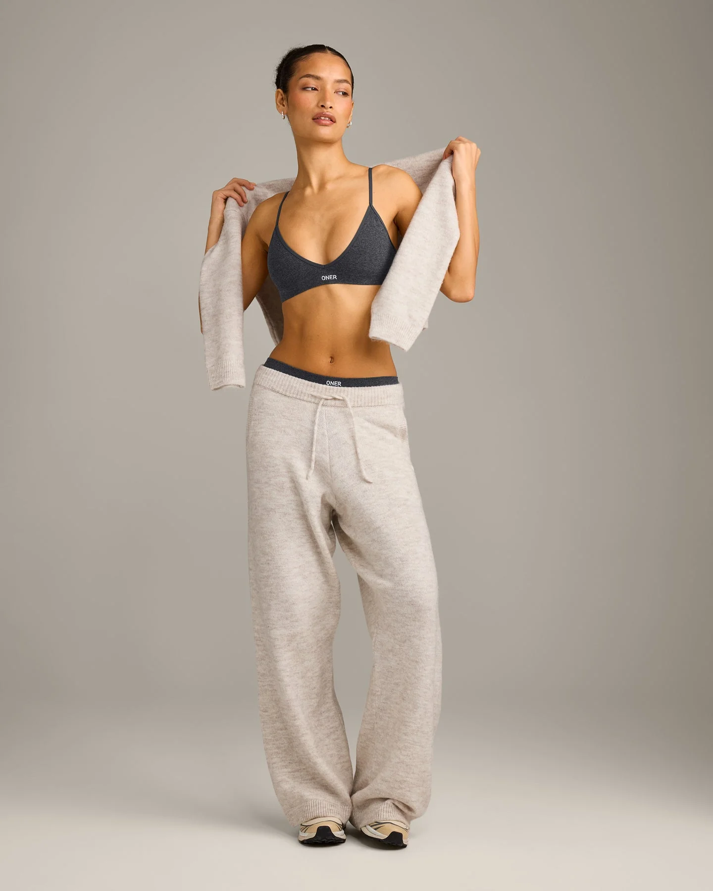 Seamless Strappy Bralette | Charcoal Marl - Image 2