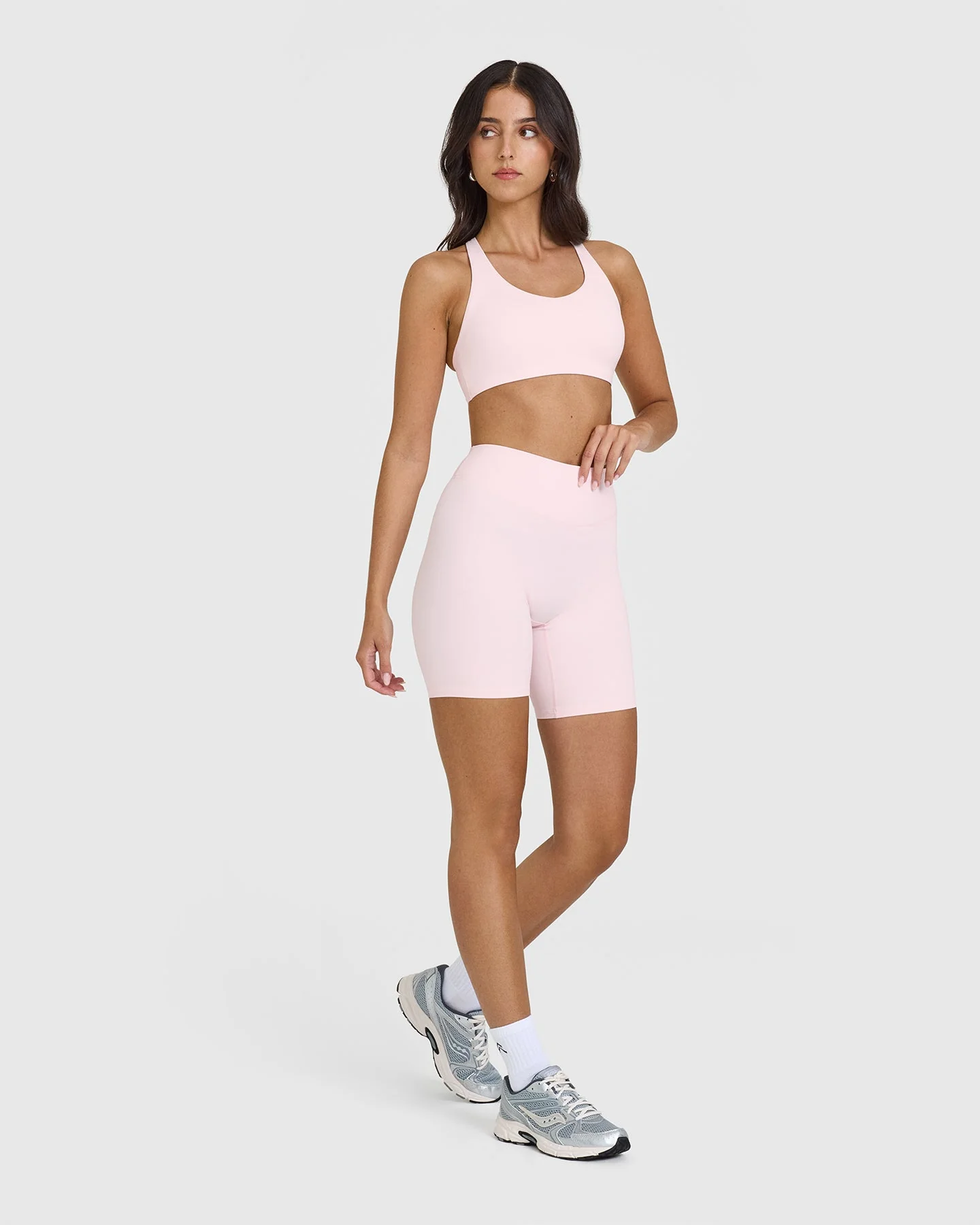 SoftMotion™ Cycling Shorts 8" with White Logo | Ballet Pink - Image 3