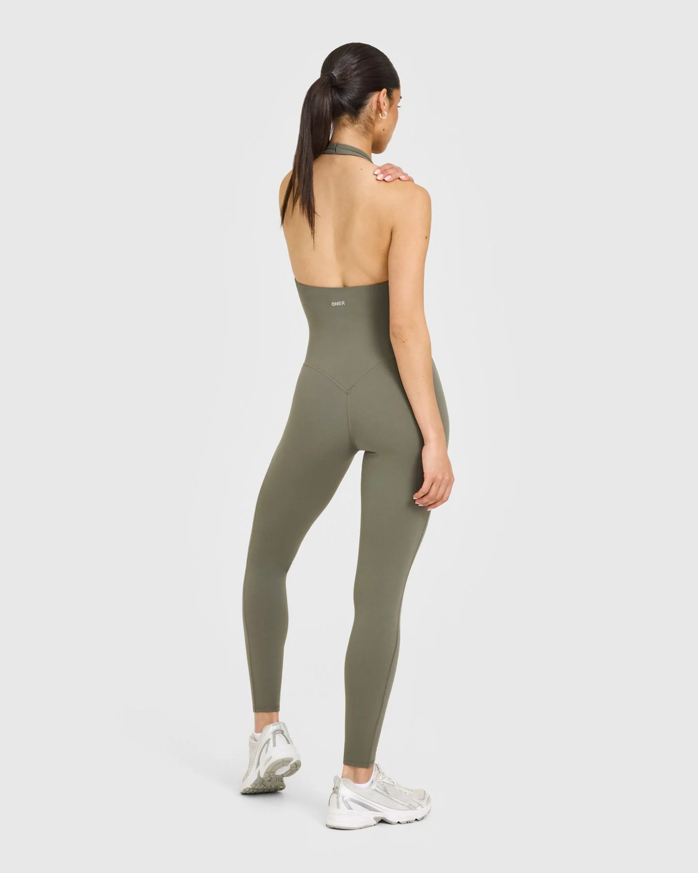SoftMotion™ Halter Neck All In One Long with White Logo | Alpine Green - Image 2