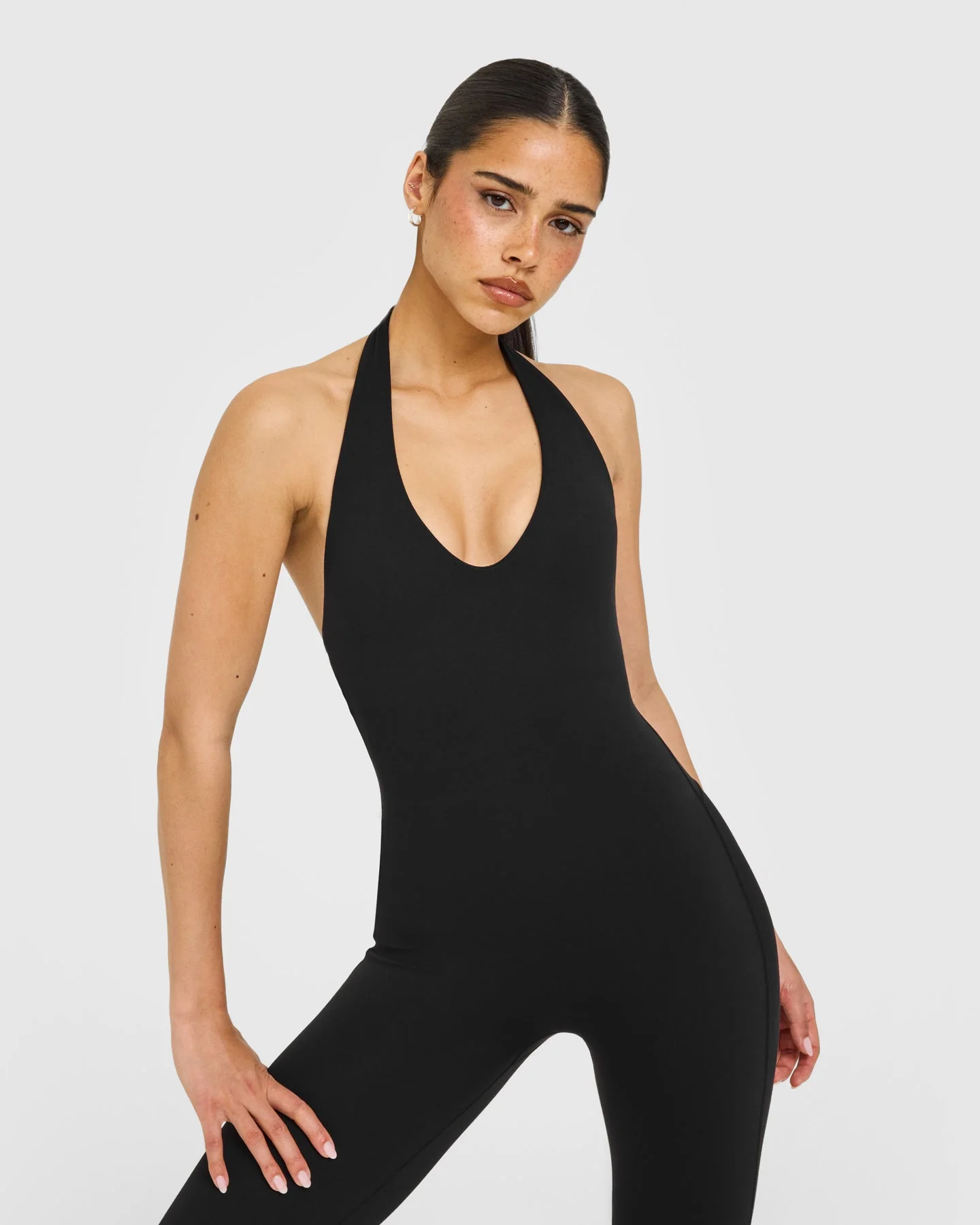 SoftMotion™ Halter Neck All In One Long with White Logo | Black - Image 5
