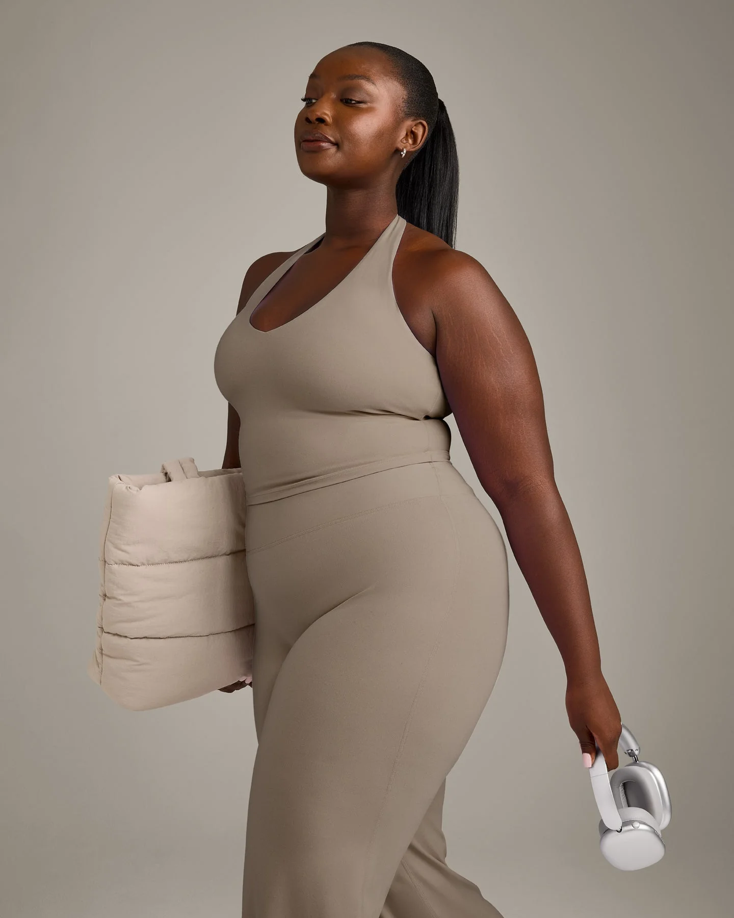 SoftMotion™ Halter Neck Mid Vest with Built in Bra Shelf with Grey Logo | Minky - Image 5