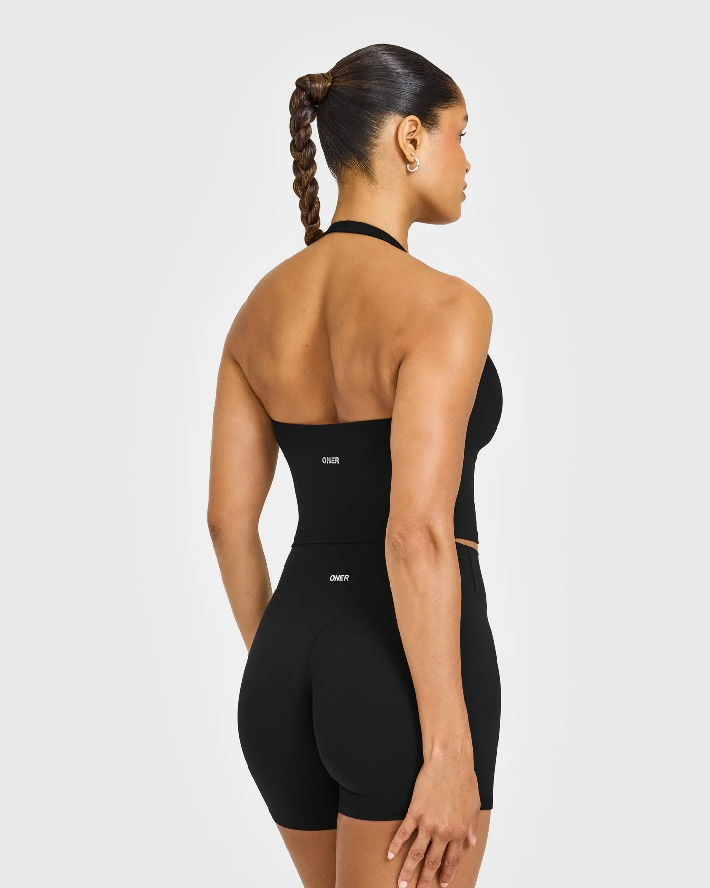 SoftMotion™ Halter Neck Mid Vest with Built in Bra Shelf with White Logo | Black - Image 4