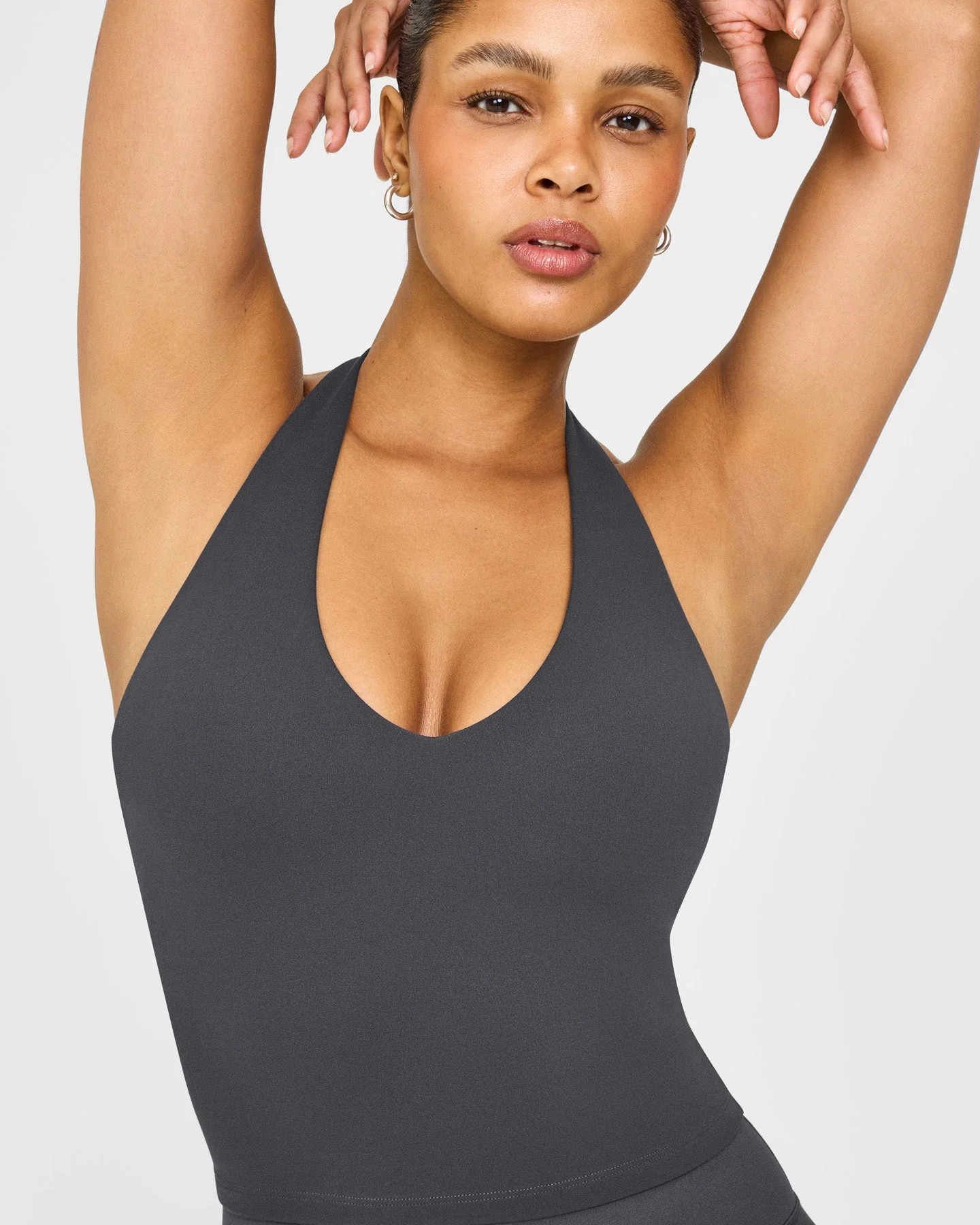 SoftMotion™ Halter Neck Mid Vest with Built in Bra Shelf with White Logo | Coal - Image 5