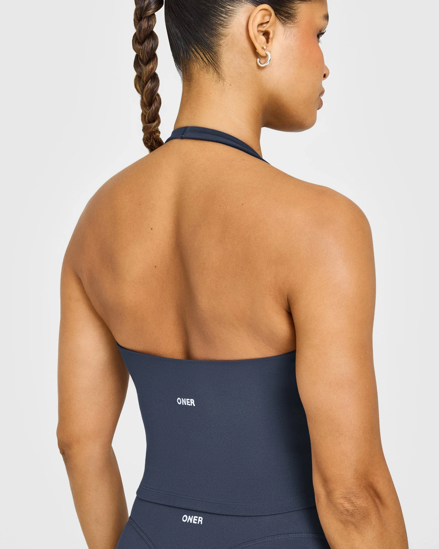 SoftMotion™ Halter Neck Mid Vest with Built in Bra Shelf with White Logo | True Blue - Image 4
