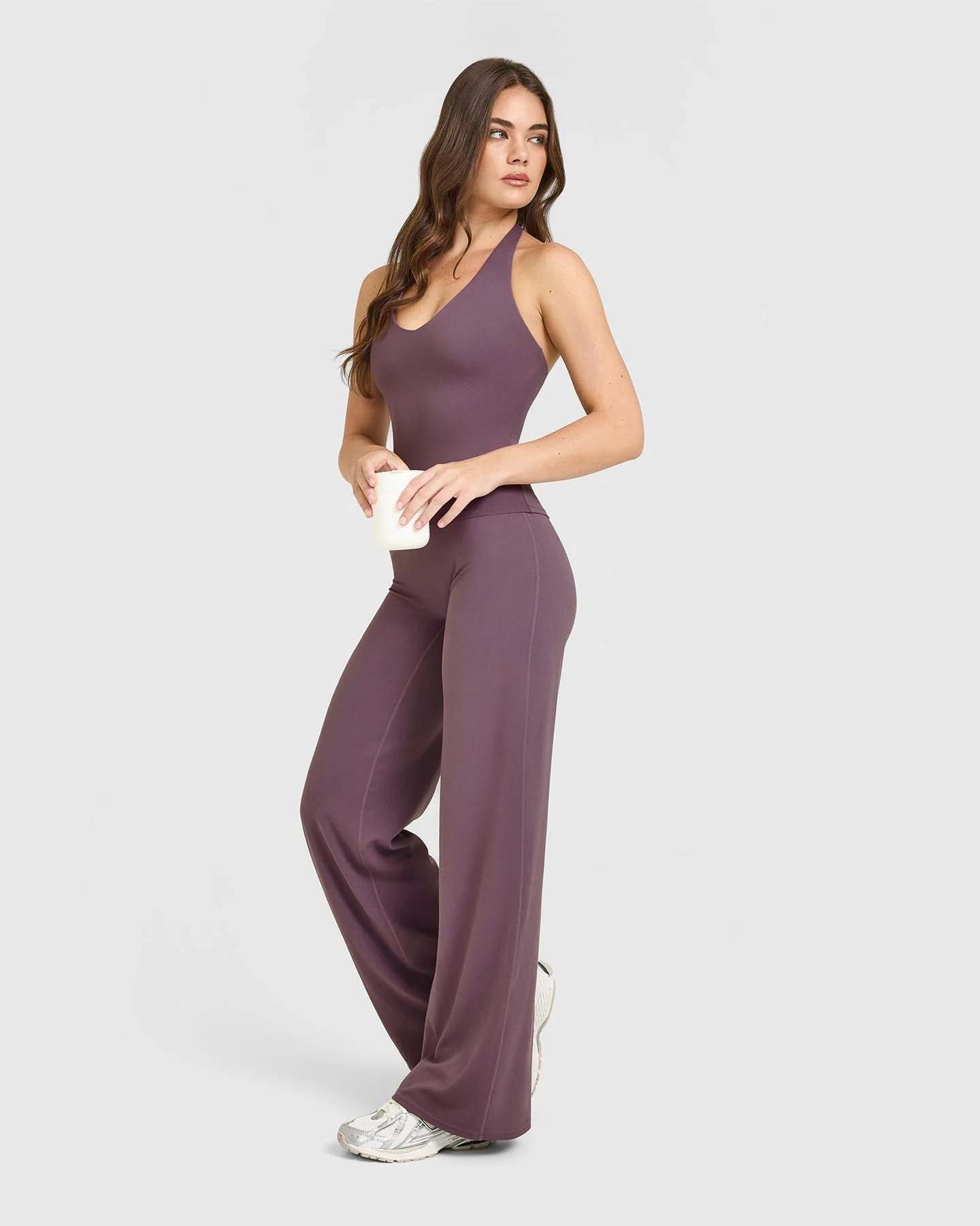 SoftMotion™ Halter Neck Vest with Built in Bra Shelf with White Logo | Vintage Purple - Image 3